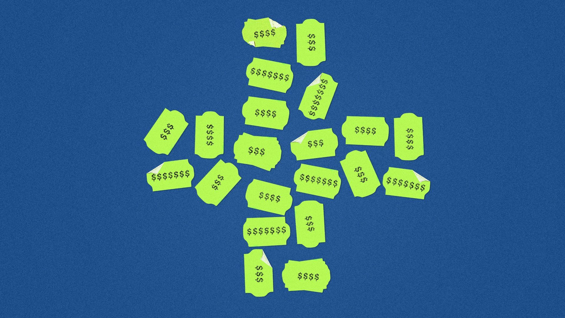 an illustration of a health cross made out of green price stickers