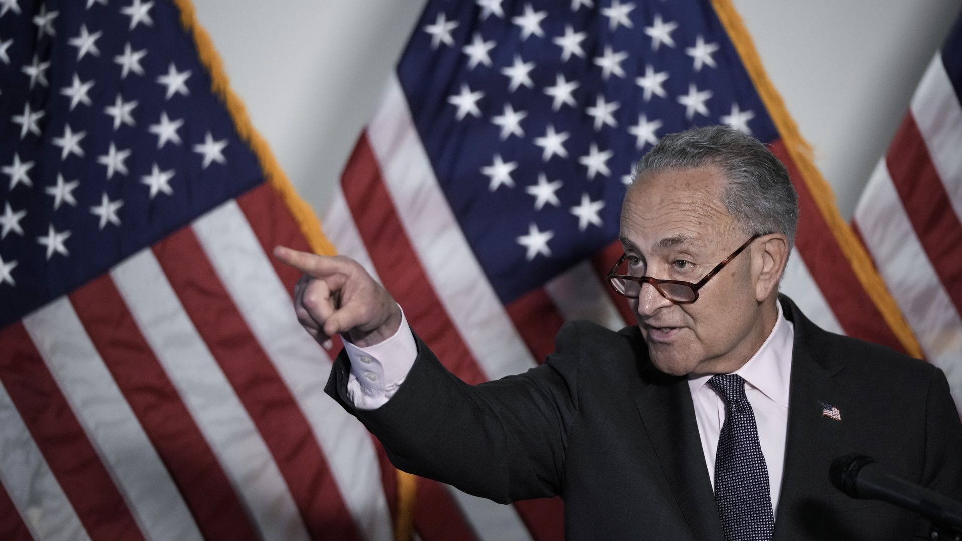 Senate Majority Leader Chuck Schumer (D-N.Y.) during a press conference on May 25.