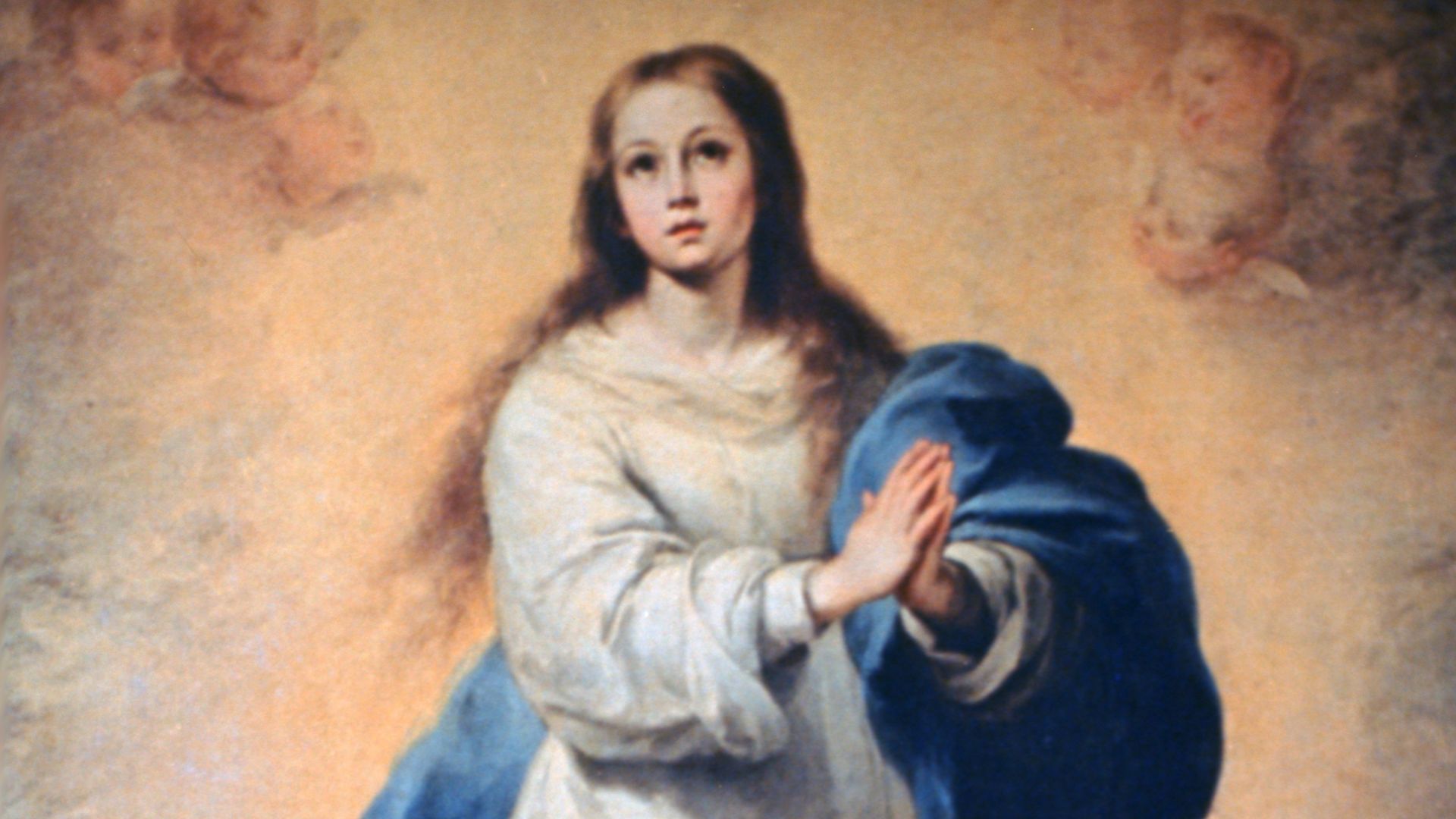 "The immaculate Conception of Los venerables" by Spanish painter Bartolome Murillo at the Prado Museum on June 4, 2020 in Madrid