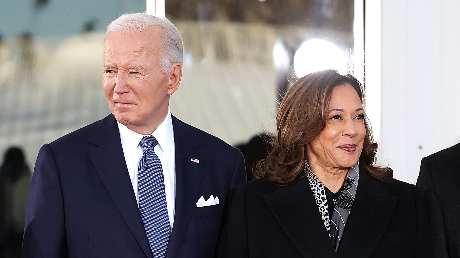 Joe Biden and Kamala Harris stand together.