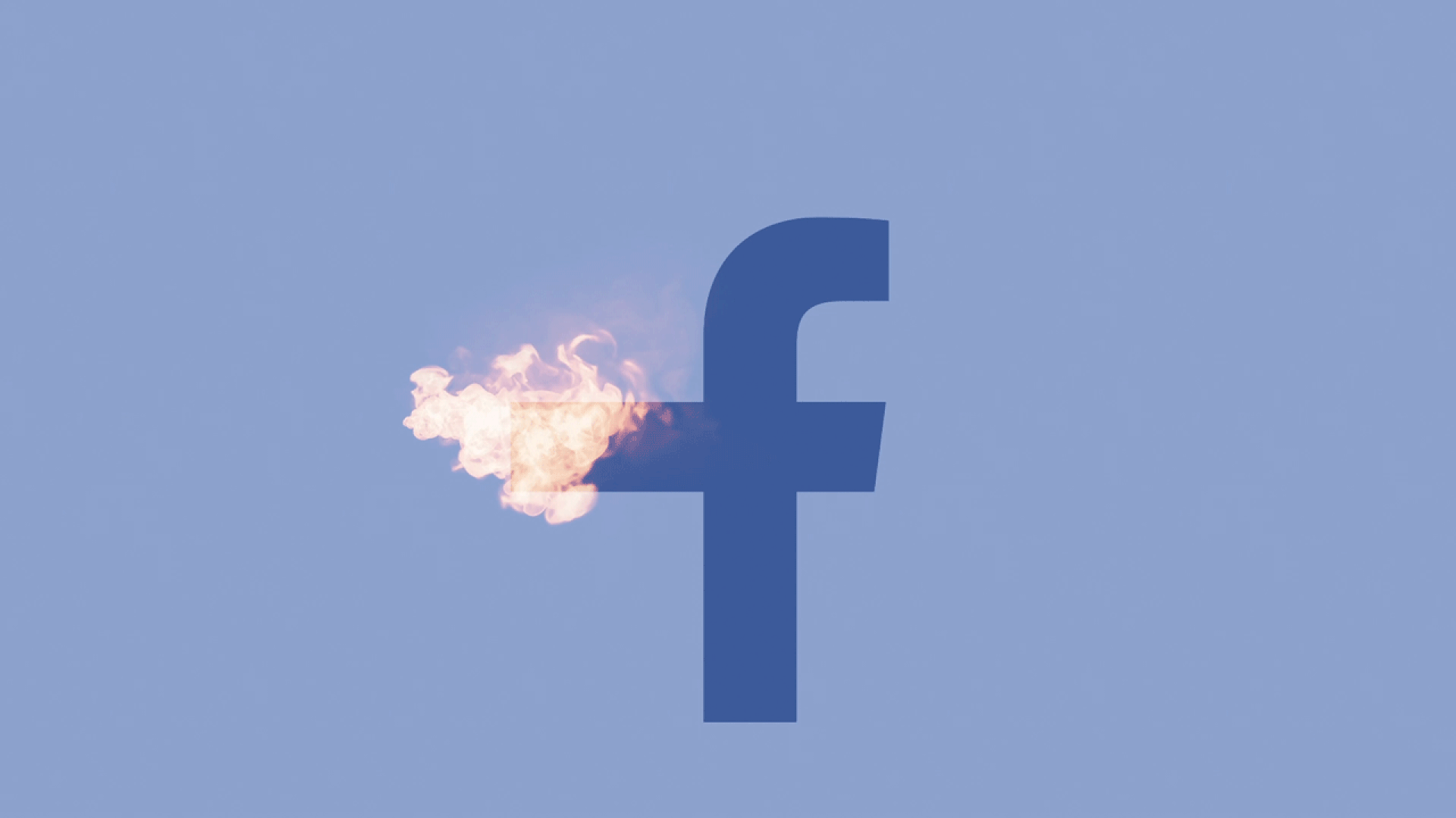 An animation of the Facebook logo juggling fire