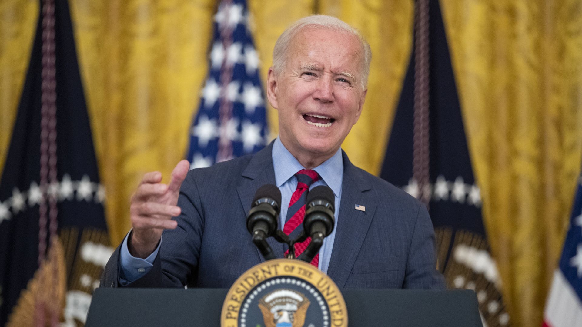 President Joe Biden speaks in the East Room of the White House in Washington, D.C., U.S., on Tuesday, Aug. 3