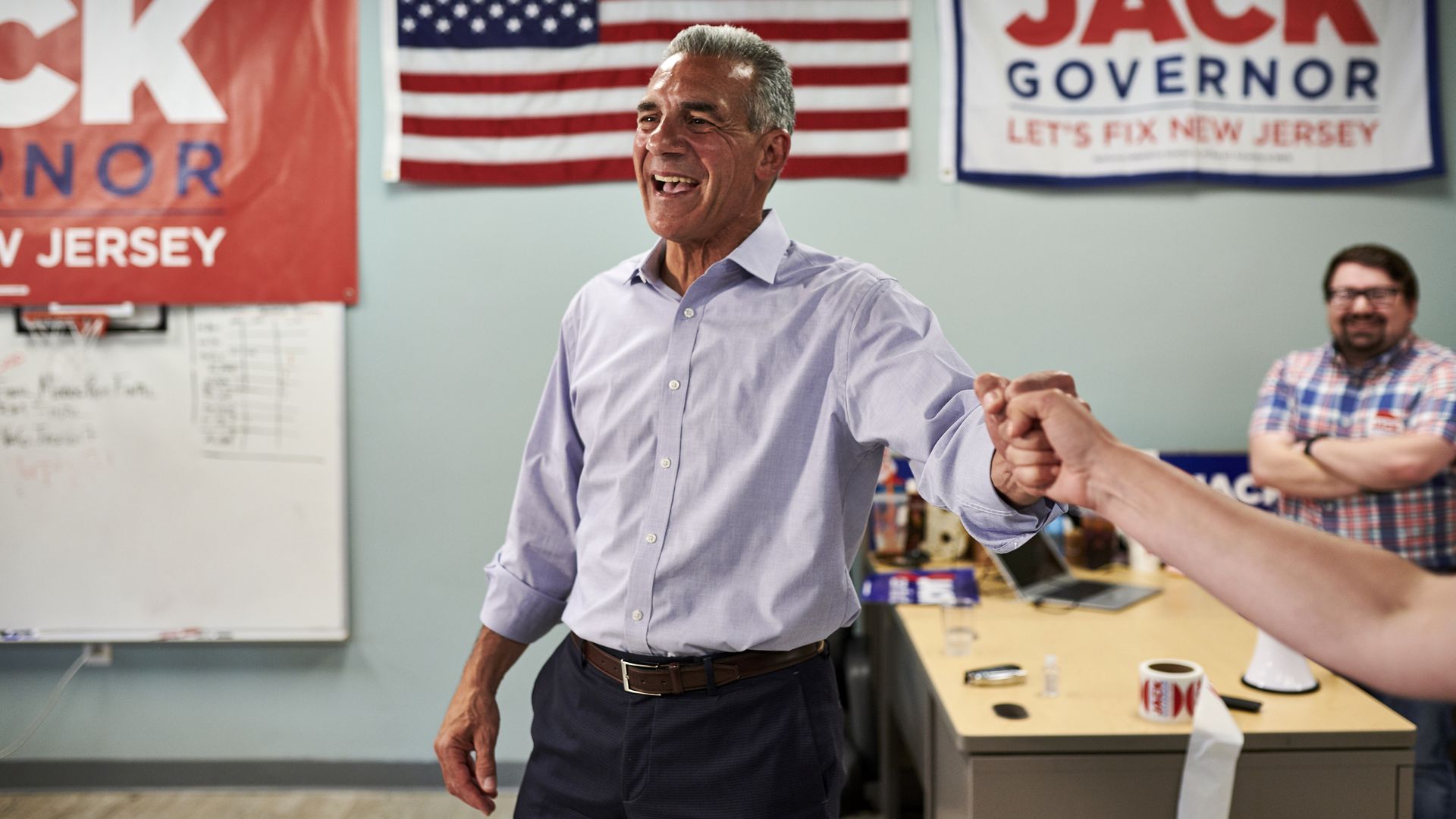 Jack Ciattarelli, Republican candidate for governor of New Jersey, speaks at a rally during the Republican primary election in Somerville, New Jersey, U.S., on Tuesday, June 8