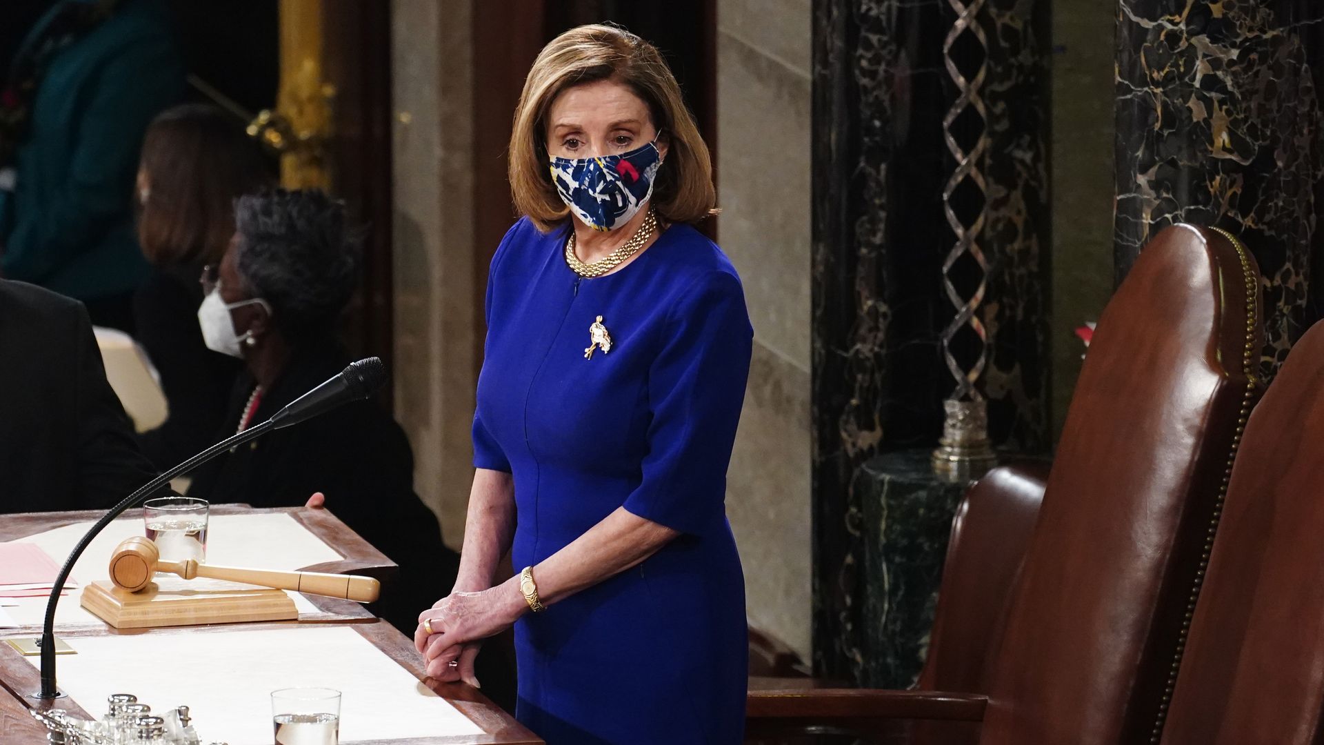 Speaker of the House Nancy Pelosi presiding over a a joint session of Congress on Jan. 6.