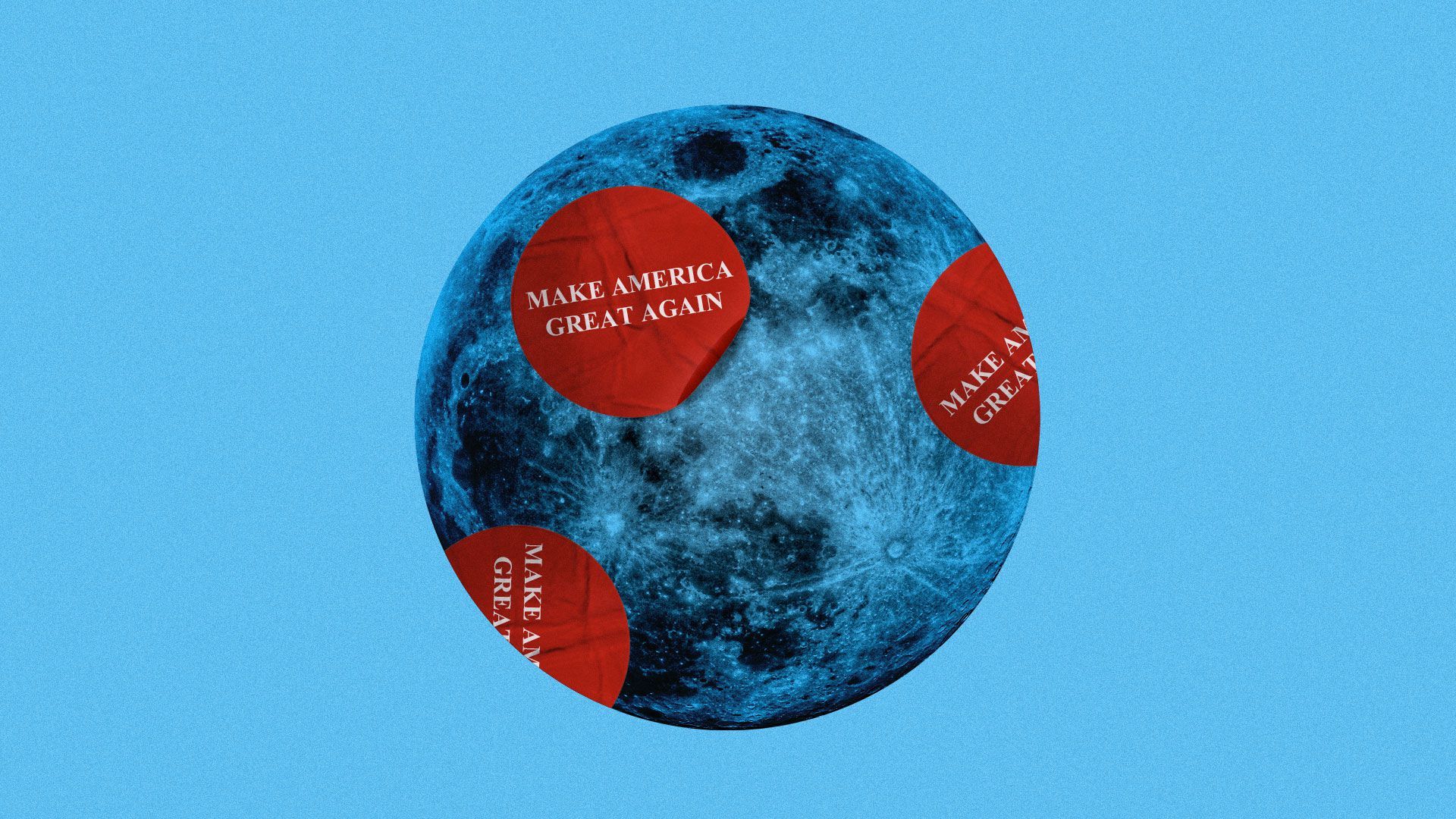 Illustration of The Moon with Make America Great Stickers “MAGA”