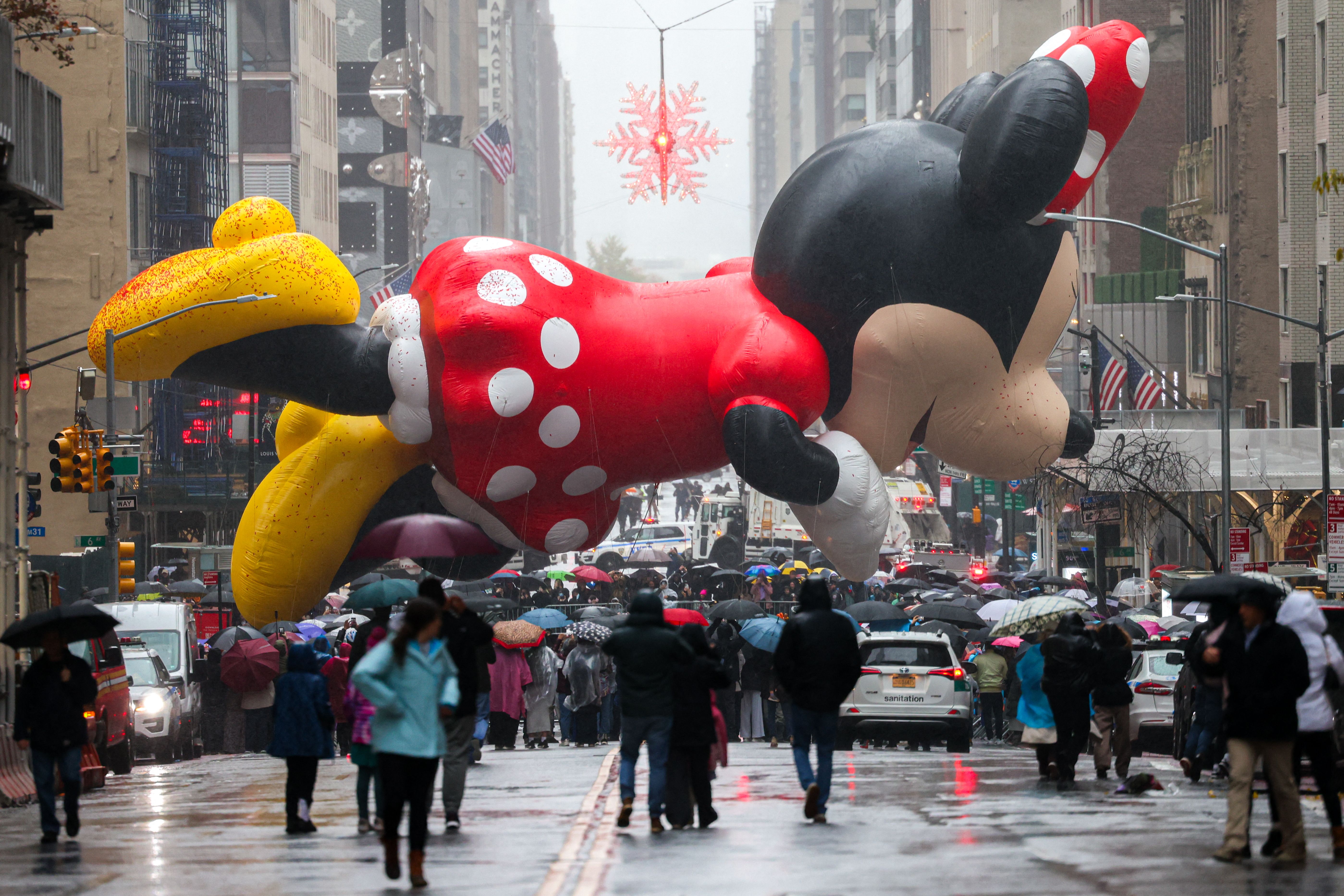 The Minnie Mouse balloon floats during the annual Macy's Thanksgiving Day Parade in New York City on November 28