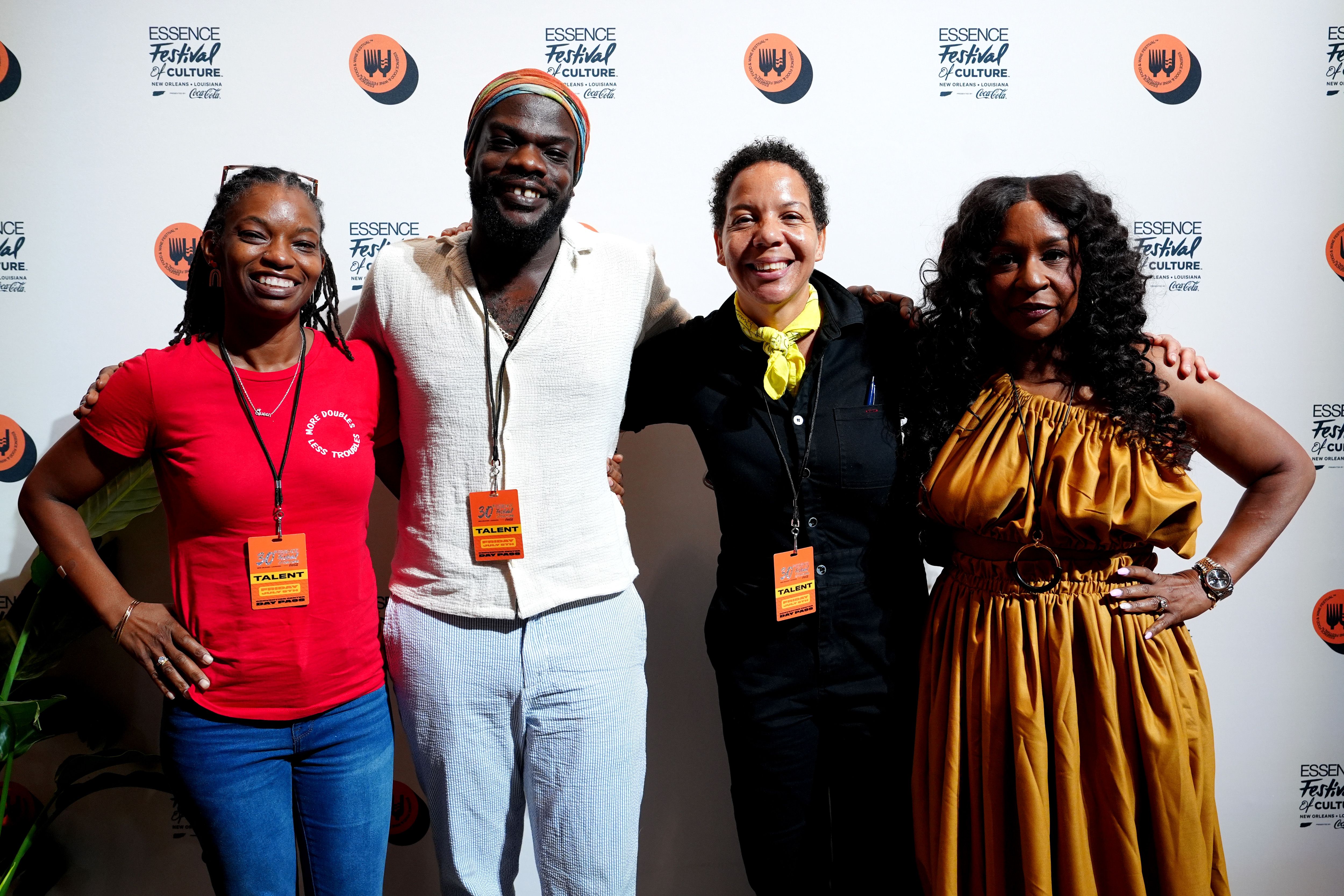 Queen Trini Lisa, Charley Pierre, Nina Compton and Barkue Tubman-Zawolo, Chief of Staff, Essence Ventures