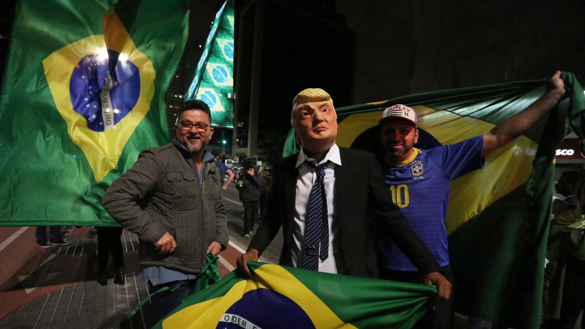Supporters of Brazil's elected presidential candidate Jair Bolsonaro are celebrating the confirmation of the victory of the second round of elections in the Paulista avenue