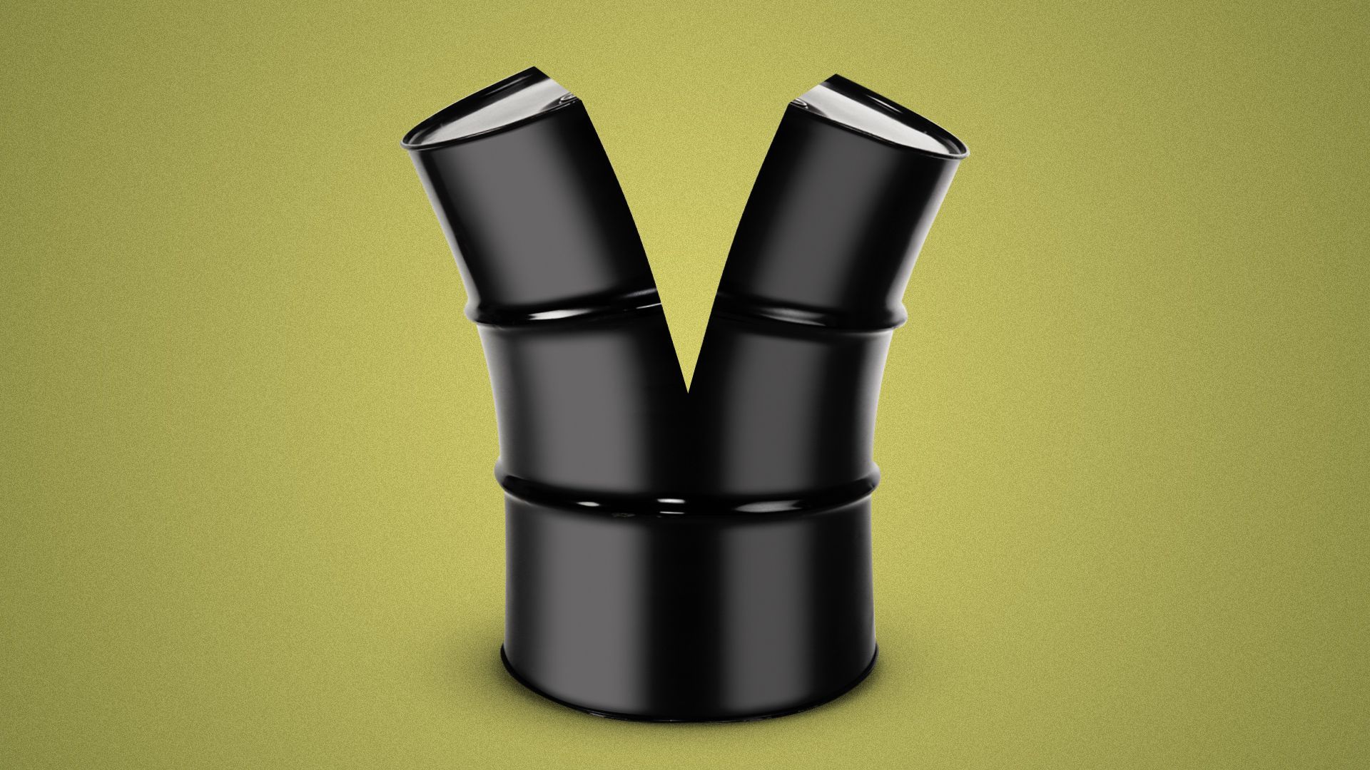 Illustration of an oil barrel splitting in half. 