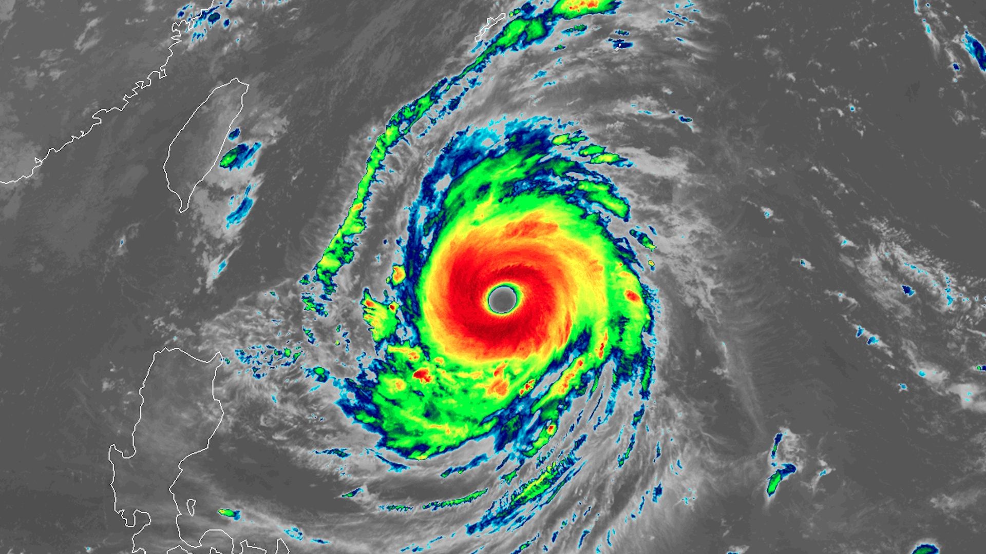 Super Typhoon Jami seen via satellite on September 24, 2018.