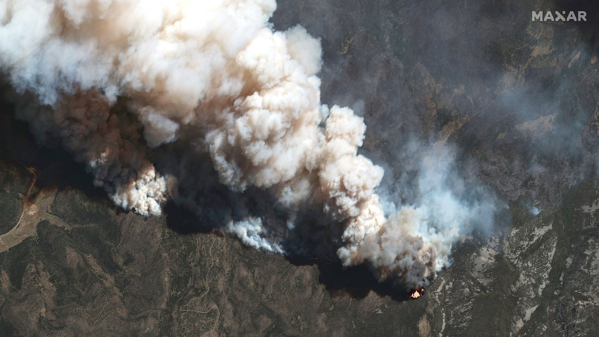 The Calf Canyon Wildfire seen from space on May 11, 2022.