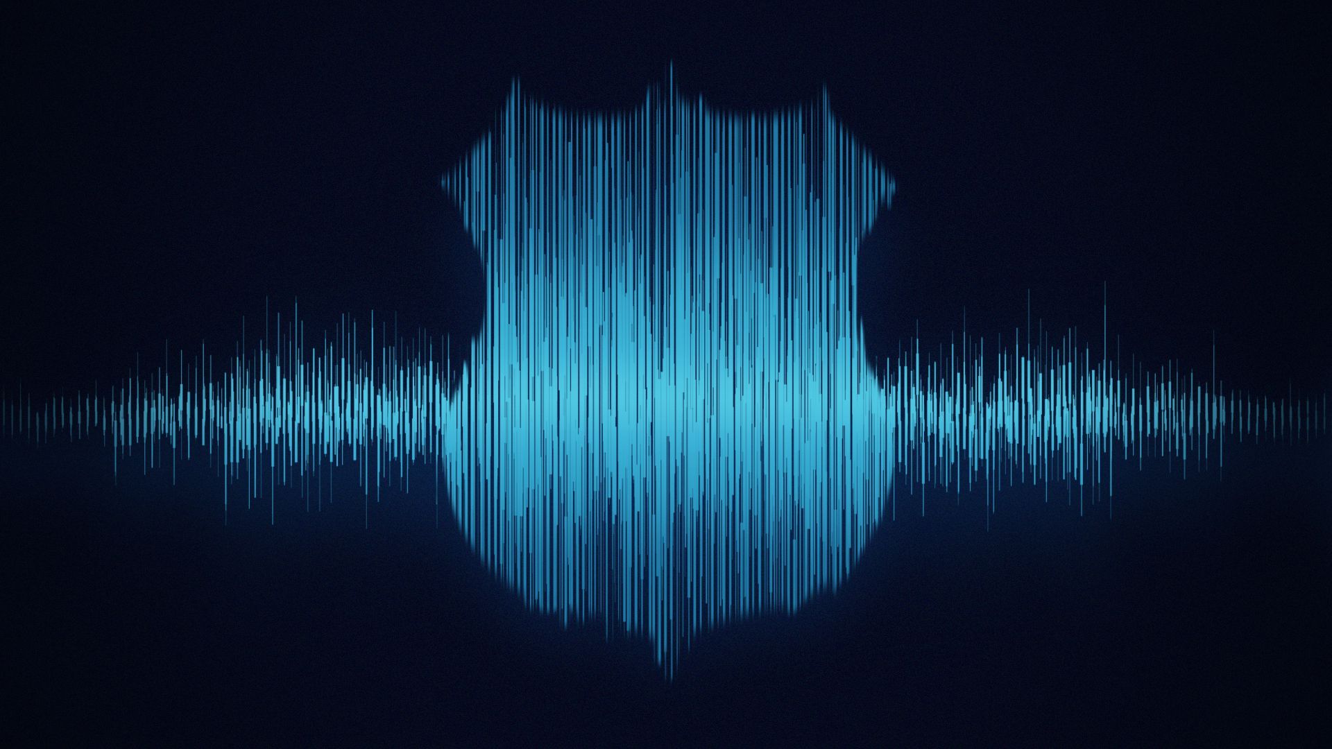 Illustration of sound waves in the shape of a police badge.