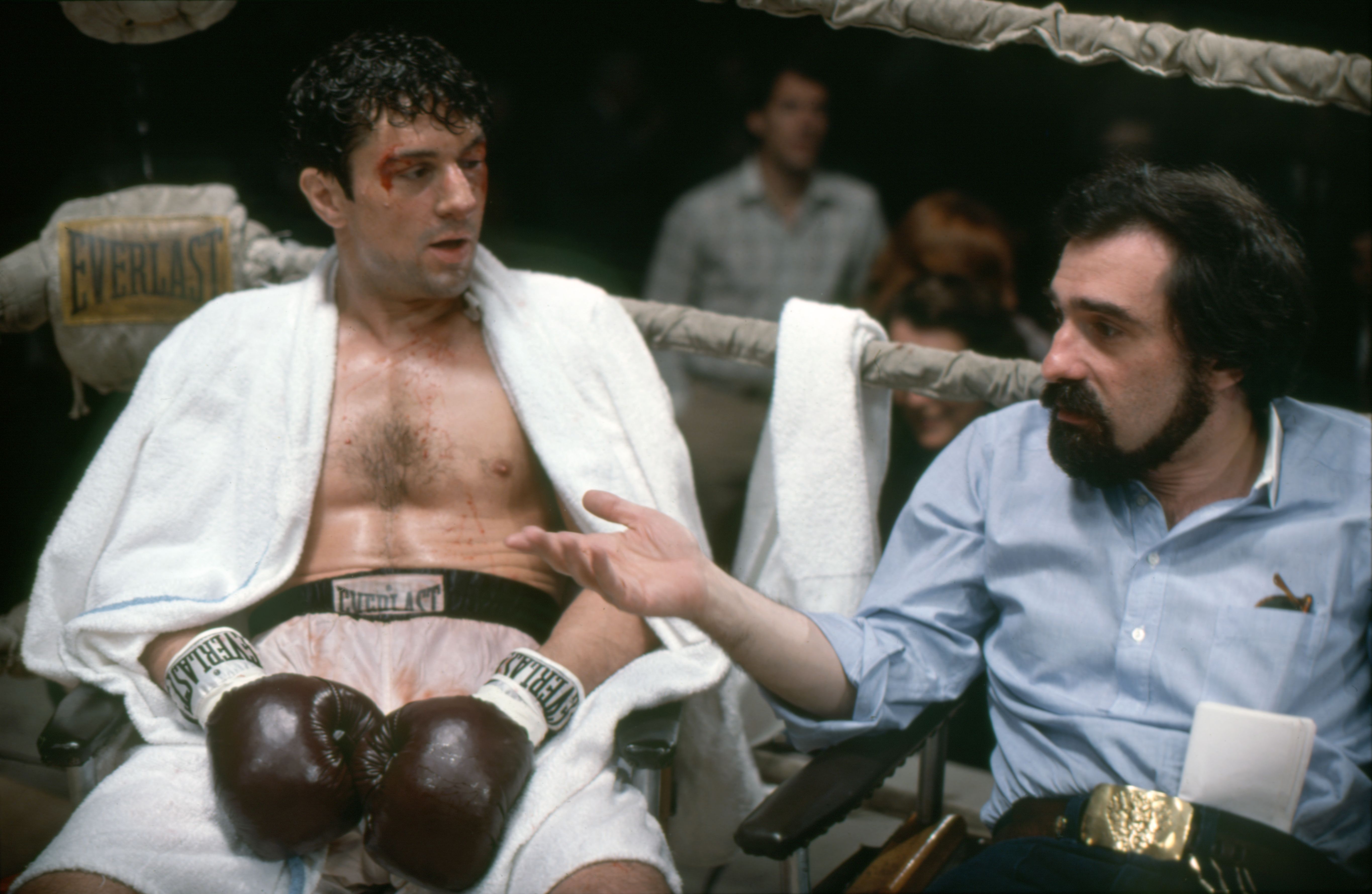 Robert De Niro and Martin Scorsese on the set of "Raging Bull"
