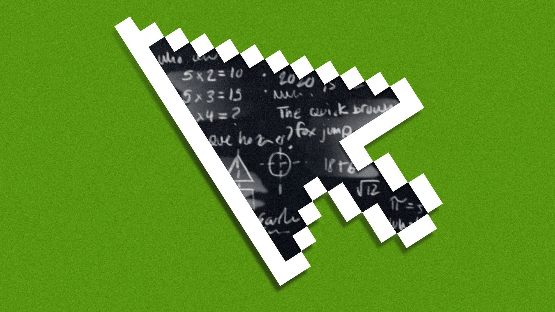 Illustration of a cursor with a chalkboard interior