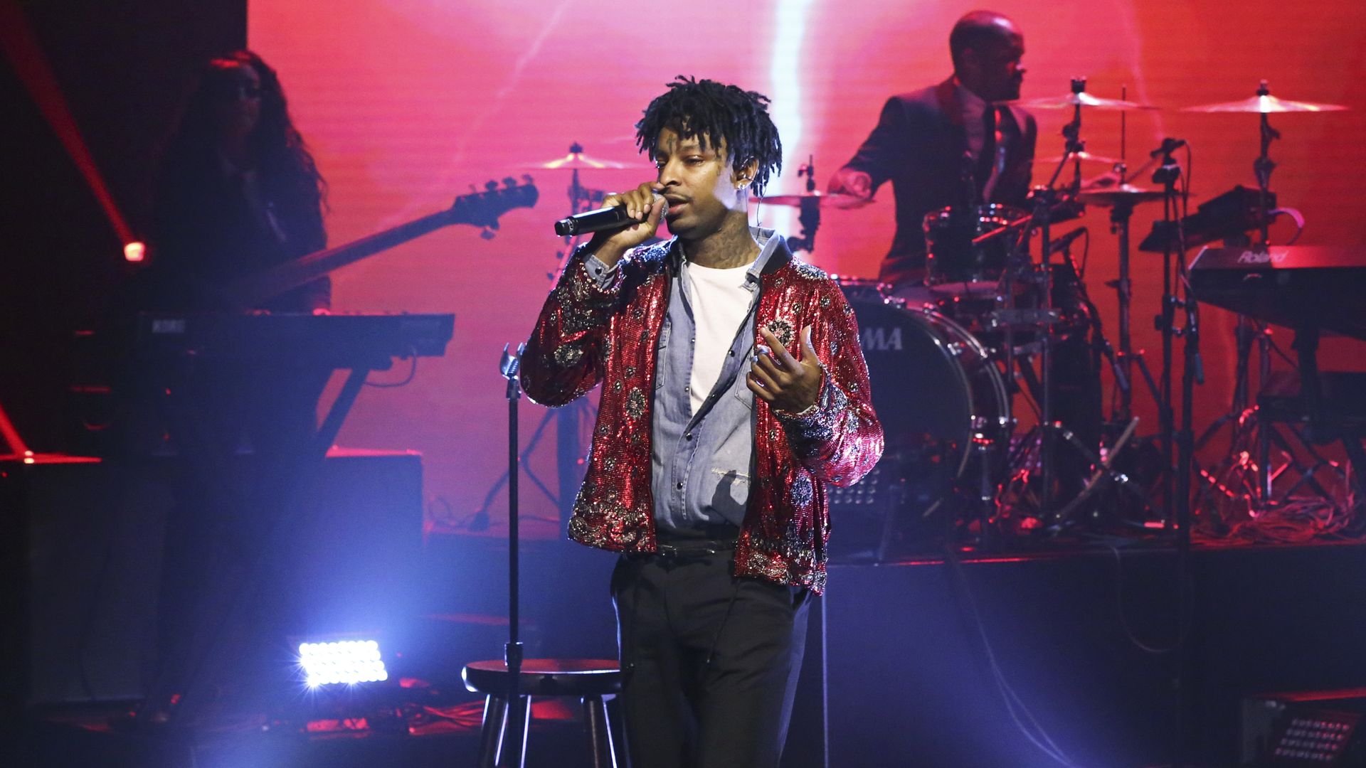 Rapper 21 Savage performs during an appearance on The Tonight Show Starring Jimmy Fallon last month.