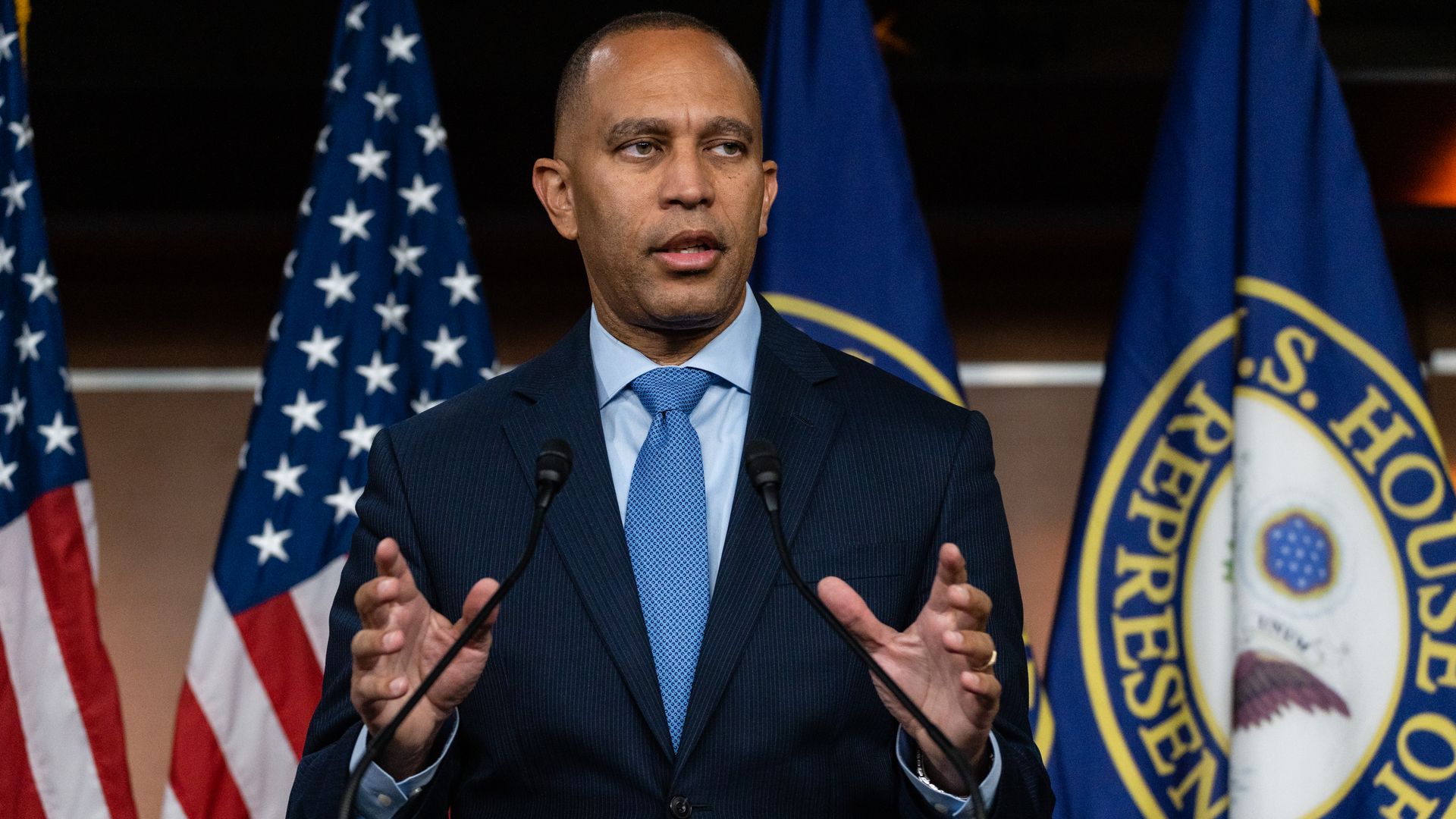 Rep. Hakeem Jeffries (D-N.Y.) speaks during a news conference in September.