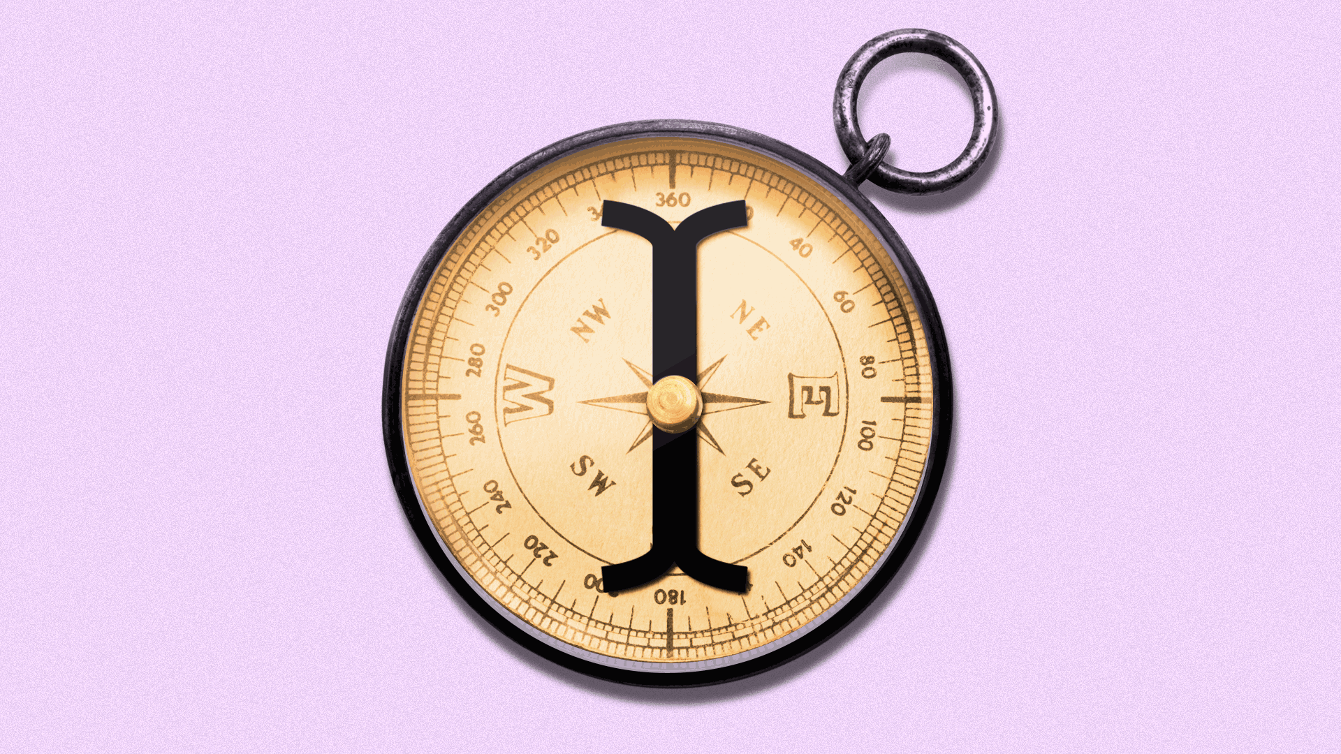 Illustration of a compass with a blinking cursor in place of the arrow