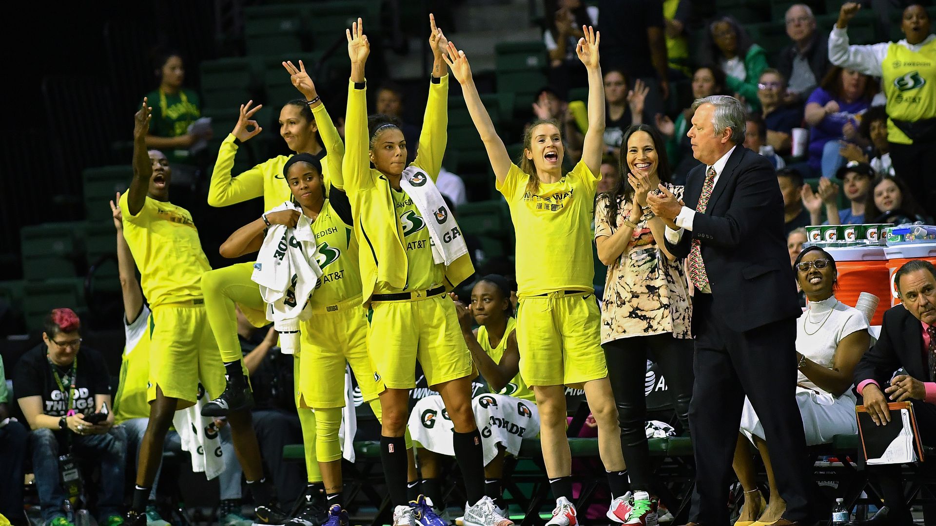 Storm bench celebrating