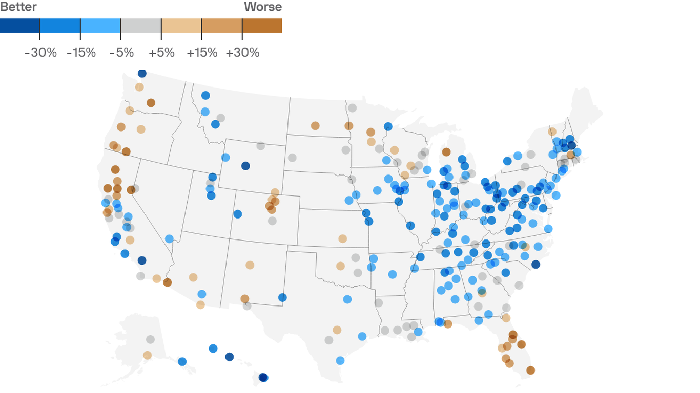 Where air pollution is improving — and where it's worsening