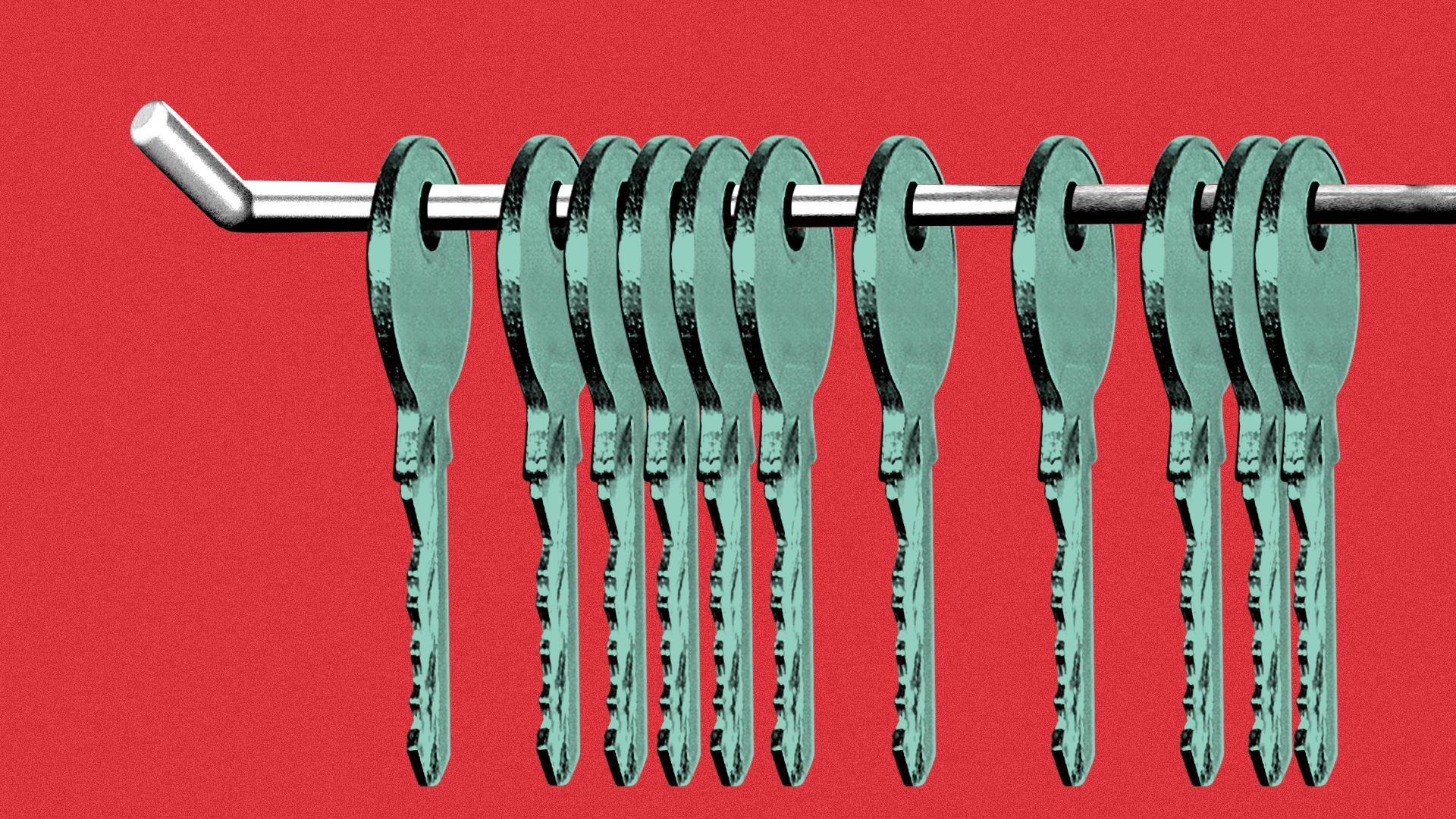 Illustration of a rack holding several keys.
