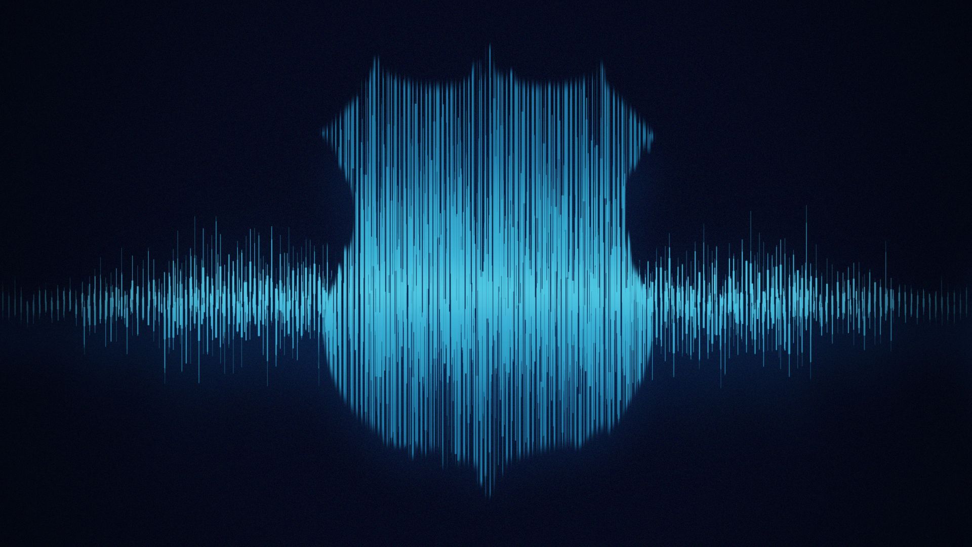 Illustration of sound waves in the shape of a police badge. 