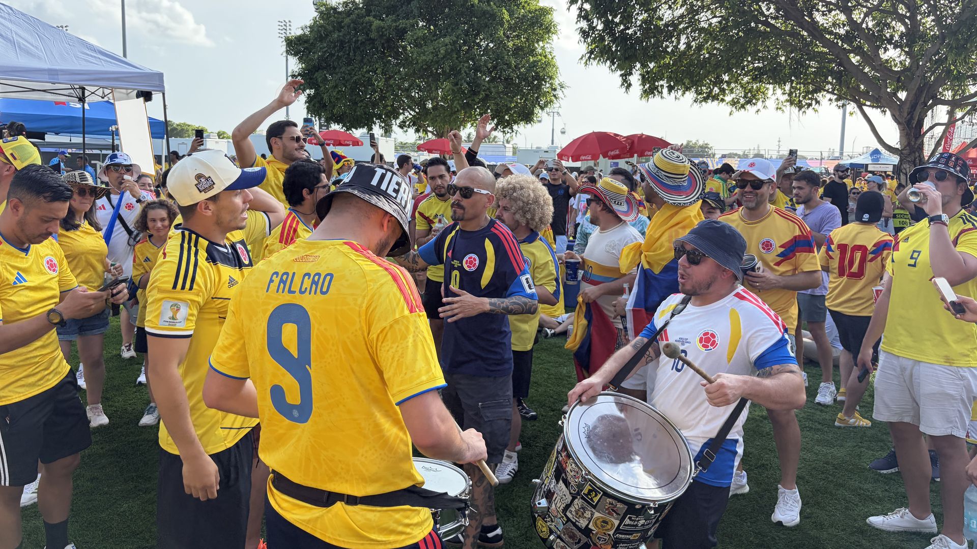 Colombia fans play music before the game. Photo: Martin Vassolo/Axios