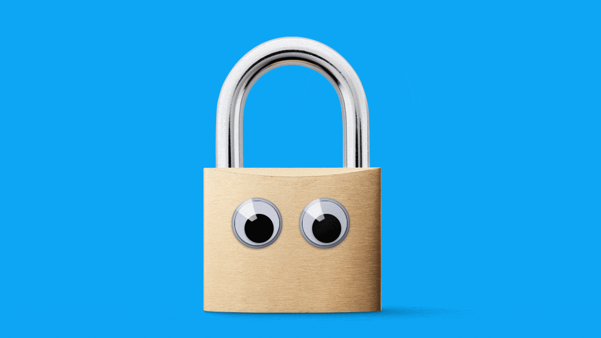 Illustration of a padlock with googly eyes