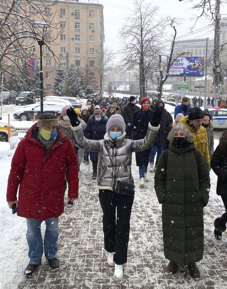 In this photo released by Yulia, wife of Russian opposition leader Alexei Navalny on her Instagram account on Sunday, Jan. 31, 2021.(Yulia Navalny via AP)