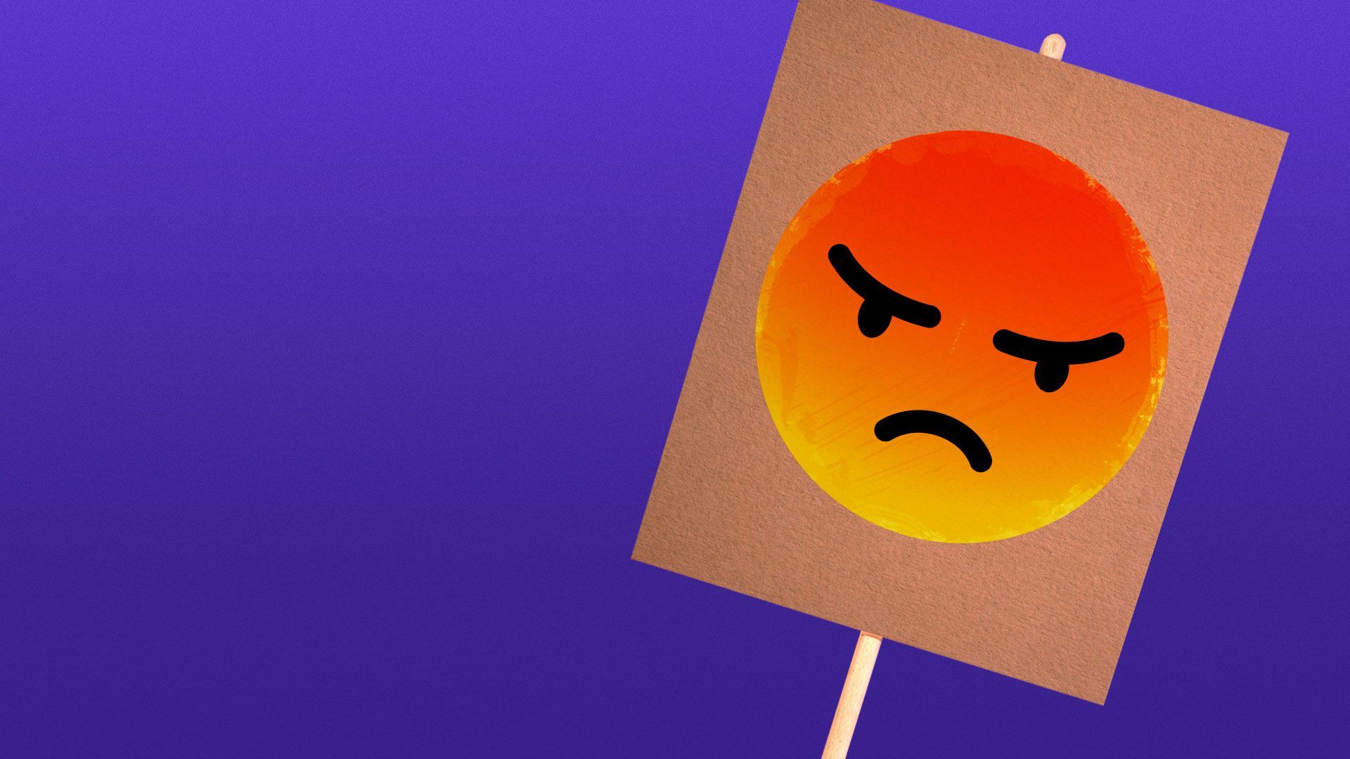 Illustration of protest sign with angry emoji