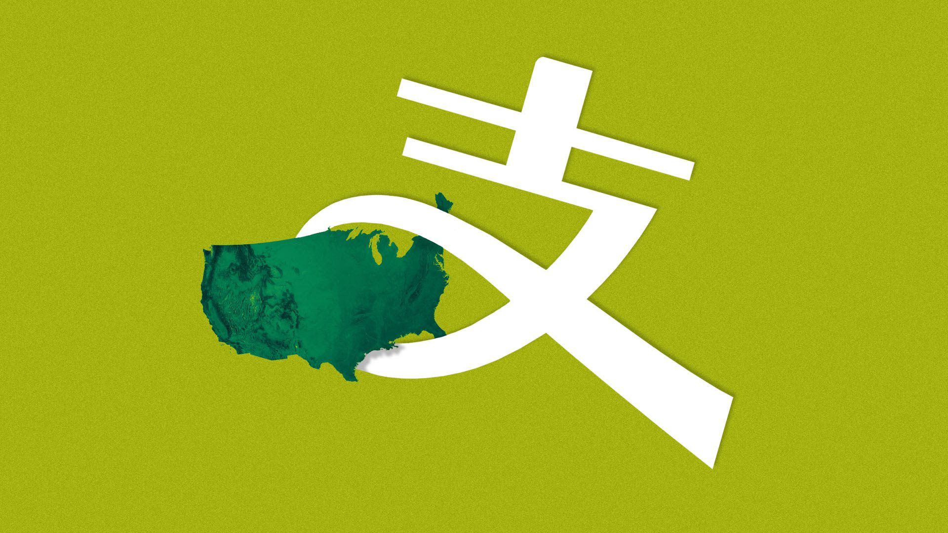 Illustration of Alipay logo lassoed around U.S.