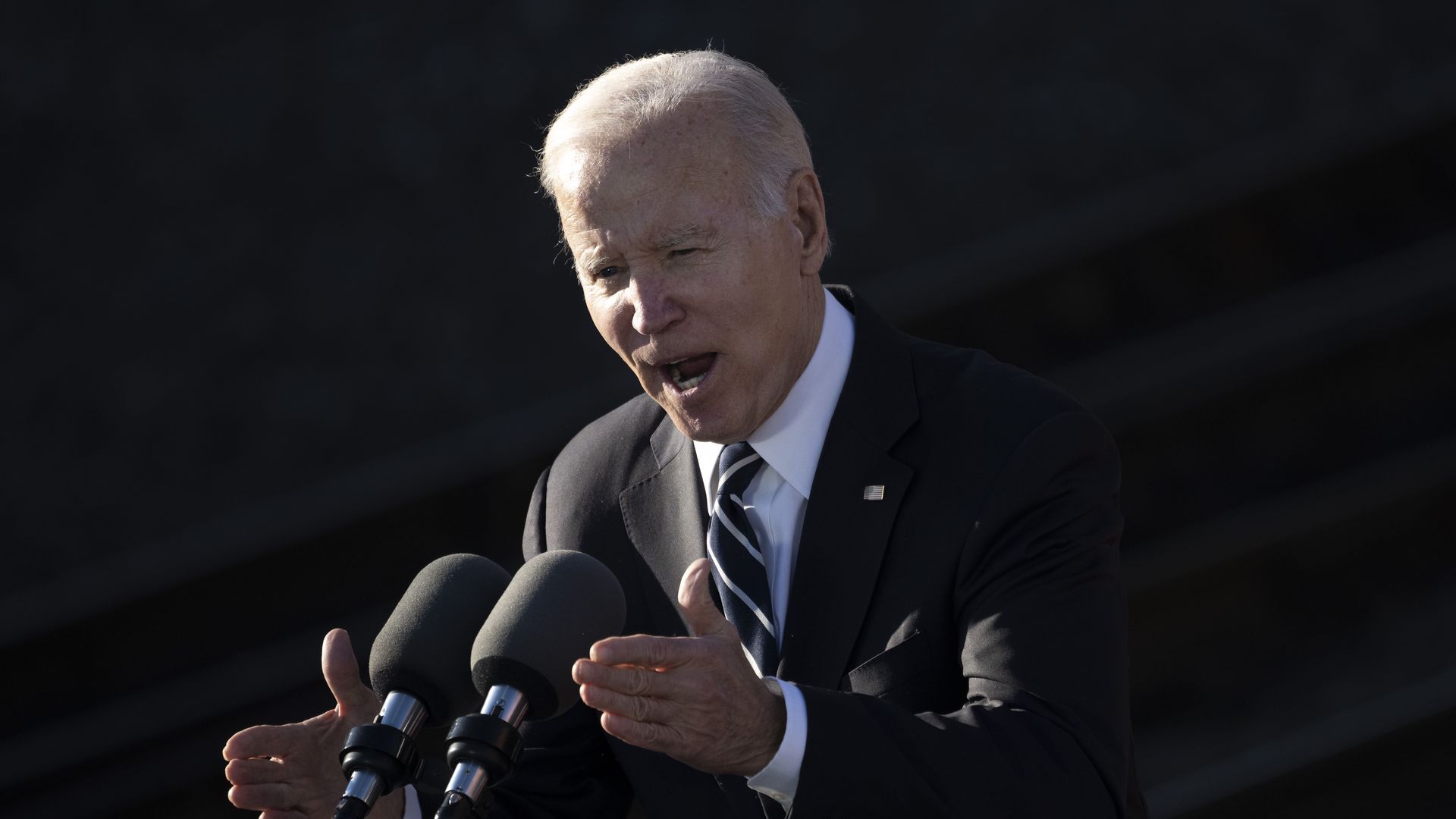 . President Joe Biden speaks at the Baltimore and Potomac (B&P) Tunnel North Portal on January 30, 2023