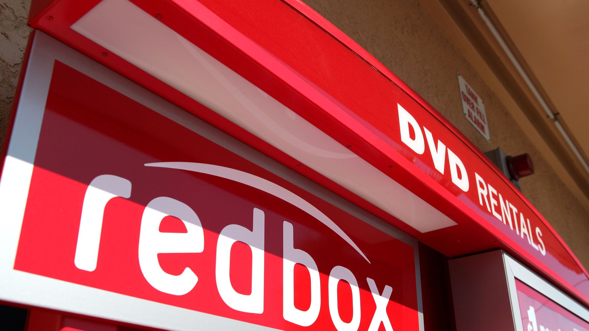 Redbox logo displayed on one of its video rental kiosks.