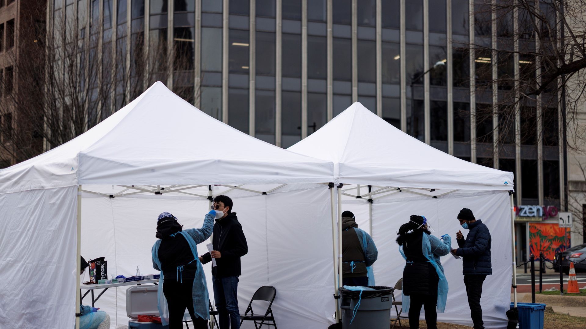 people line up for covid-19 testing