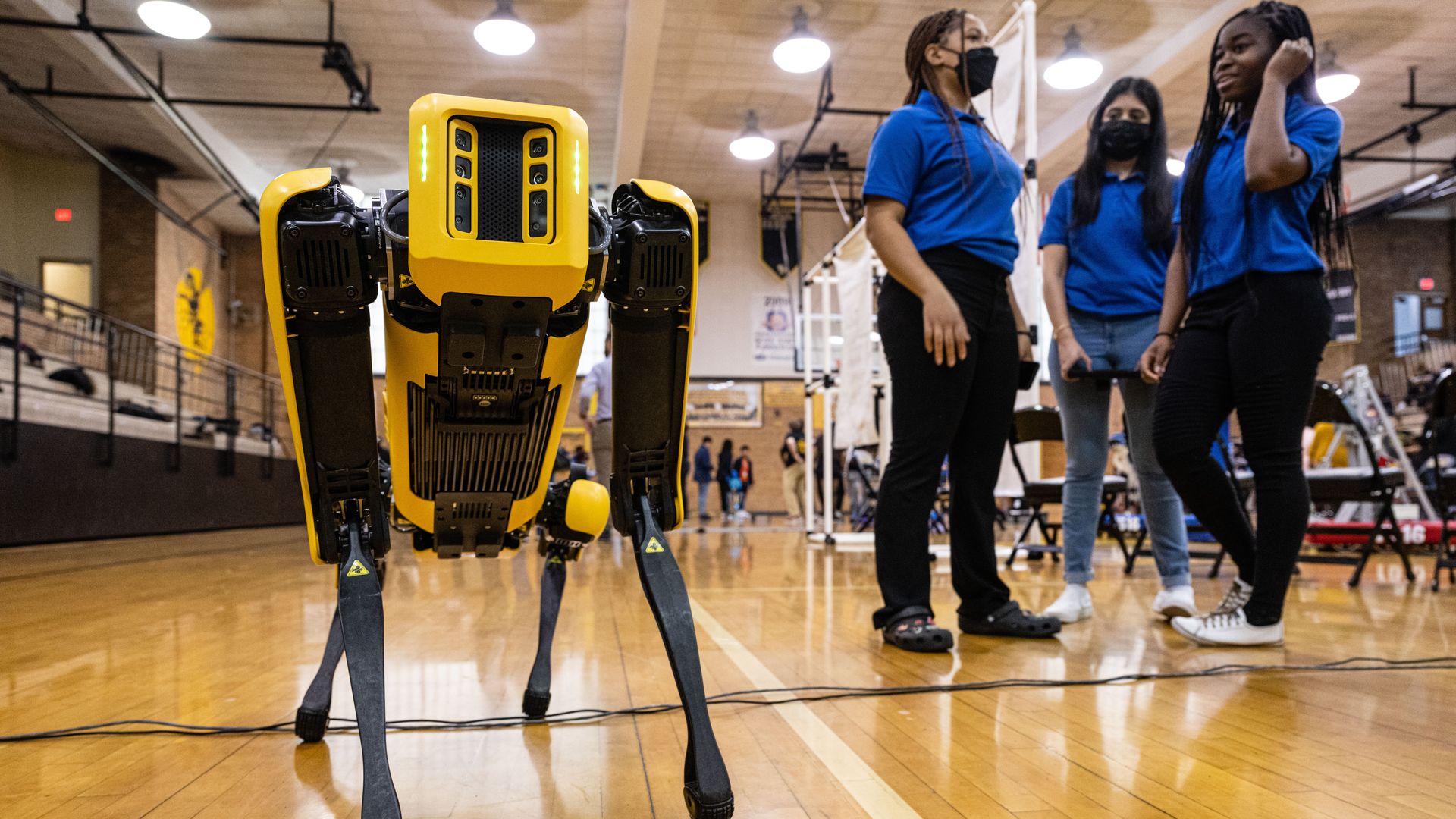 An educational robot with high school students.