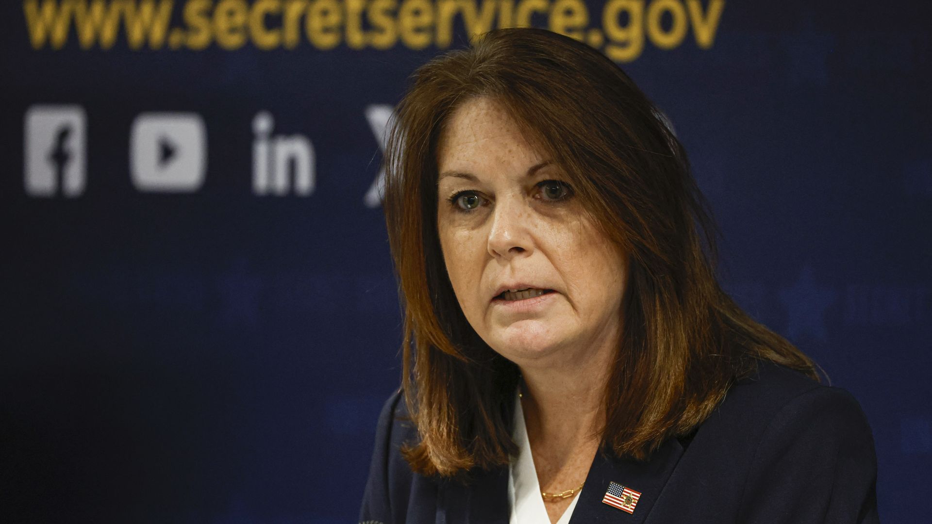 United States Secret Service Director Kimberly Cheatle speaks during a press conference at the Secret Service's Chicago Field Office on June 4 2024 in Chicago, Illinois