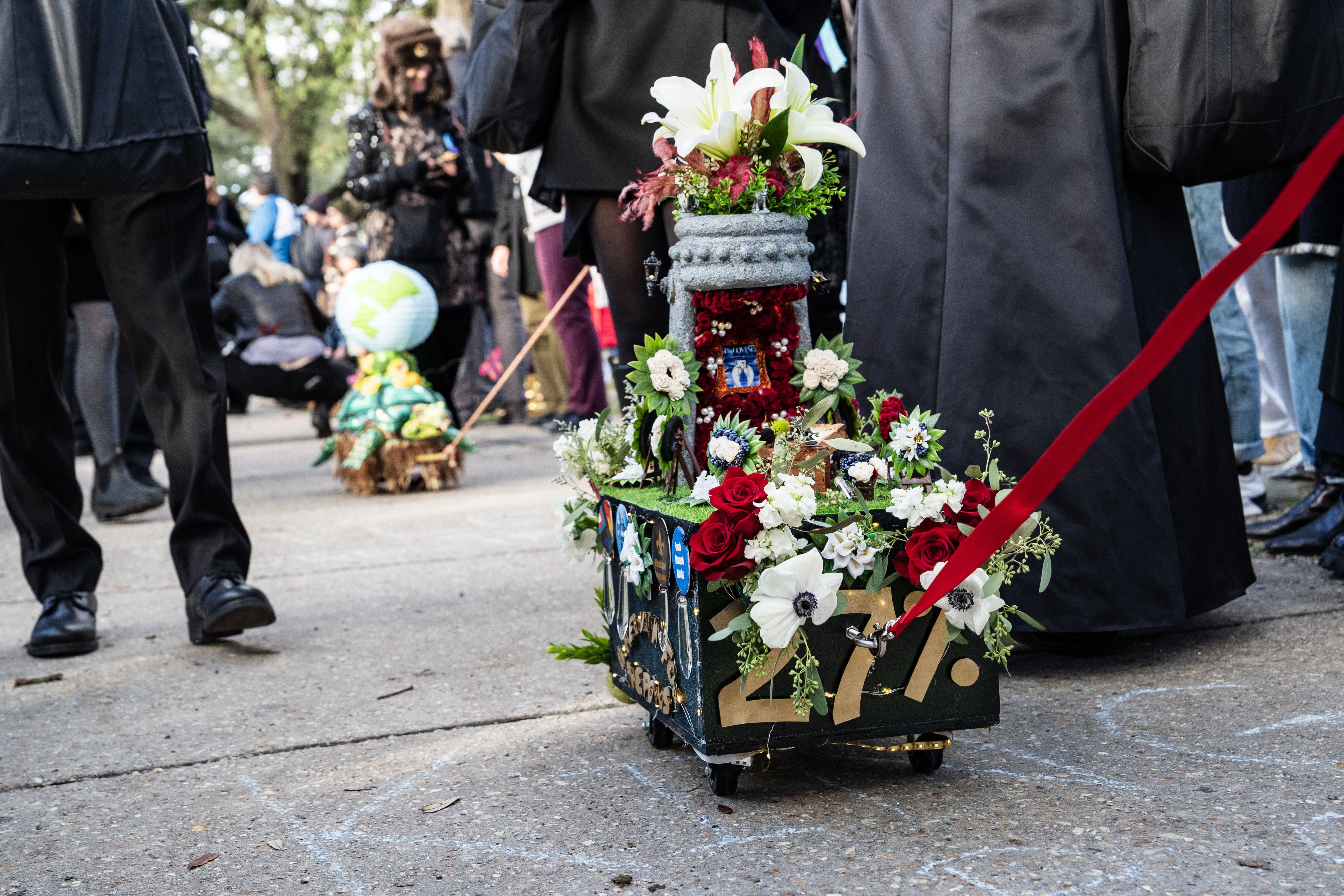 Photo shows a tiny float in New Orleans.