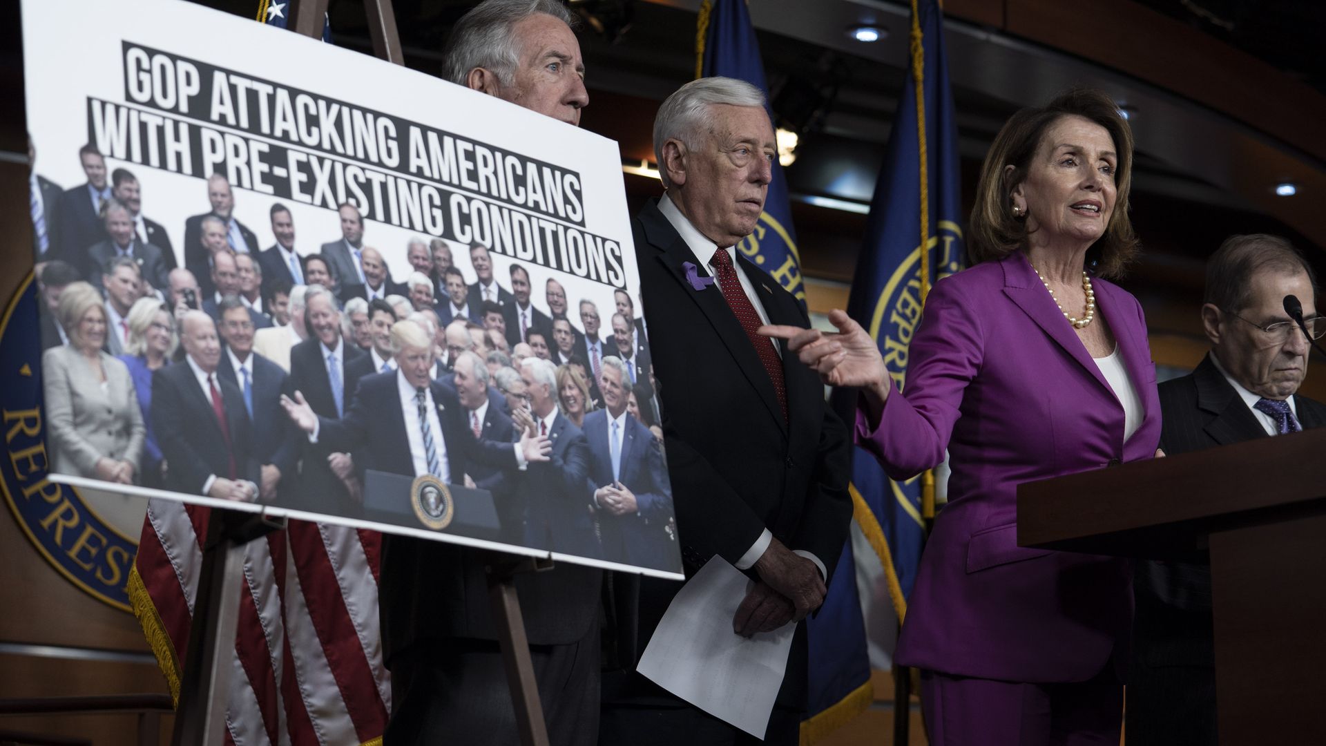 Pelosi in the House attacking Trump on health care