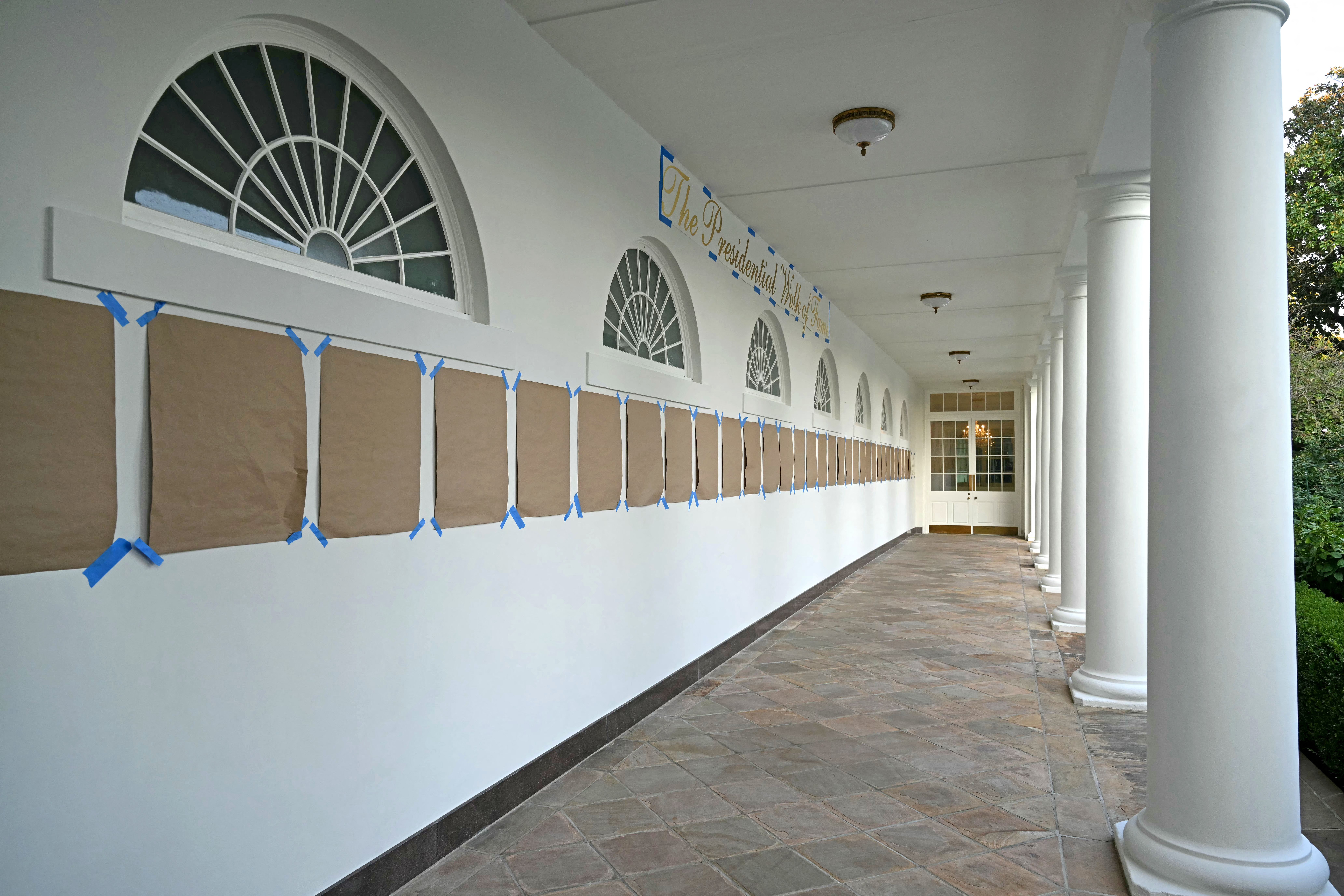 The "Presidential Walk of Fame" was installed along the White House's West Colonnade.