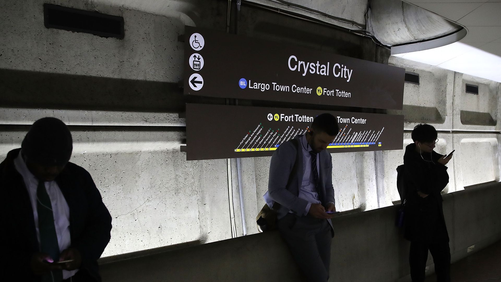 An interior shot of the Crystal City metro stop