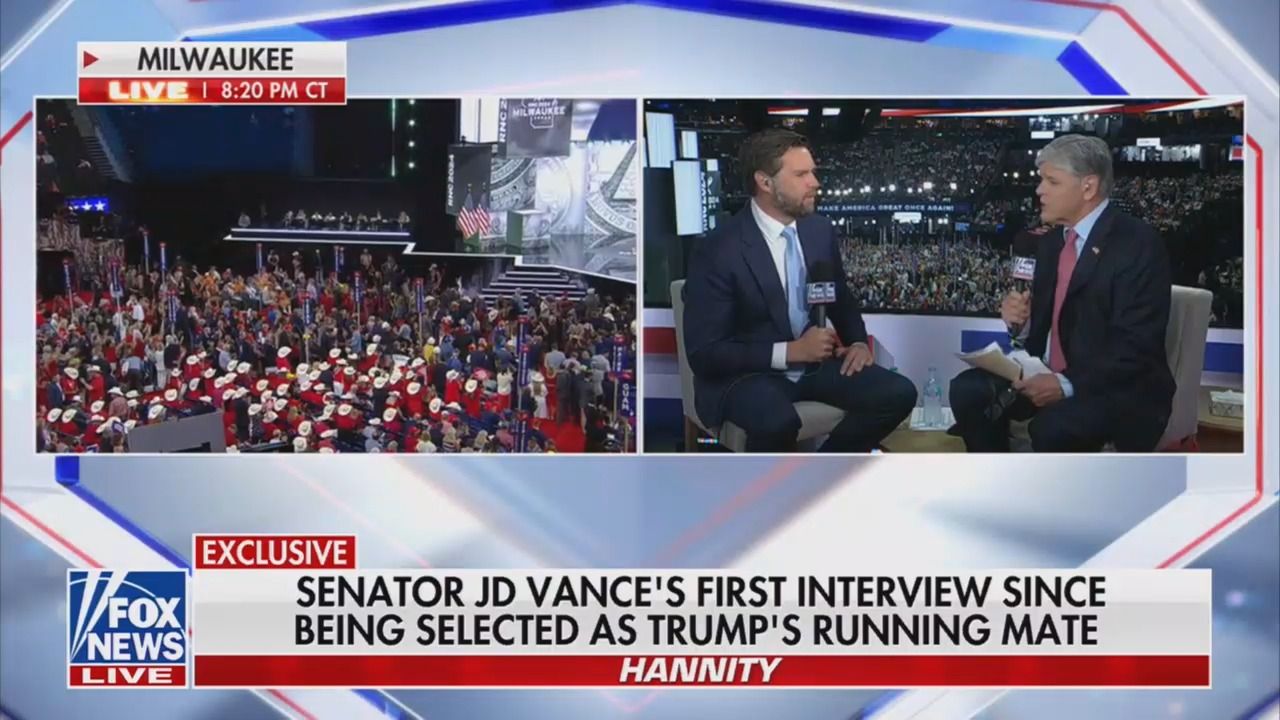 Sean Hannity interviews Sen. J.D. Vance after he was selected as Trump's running mate.