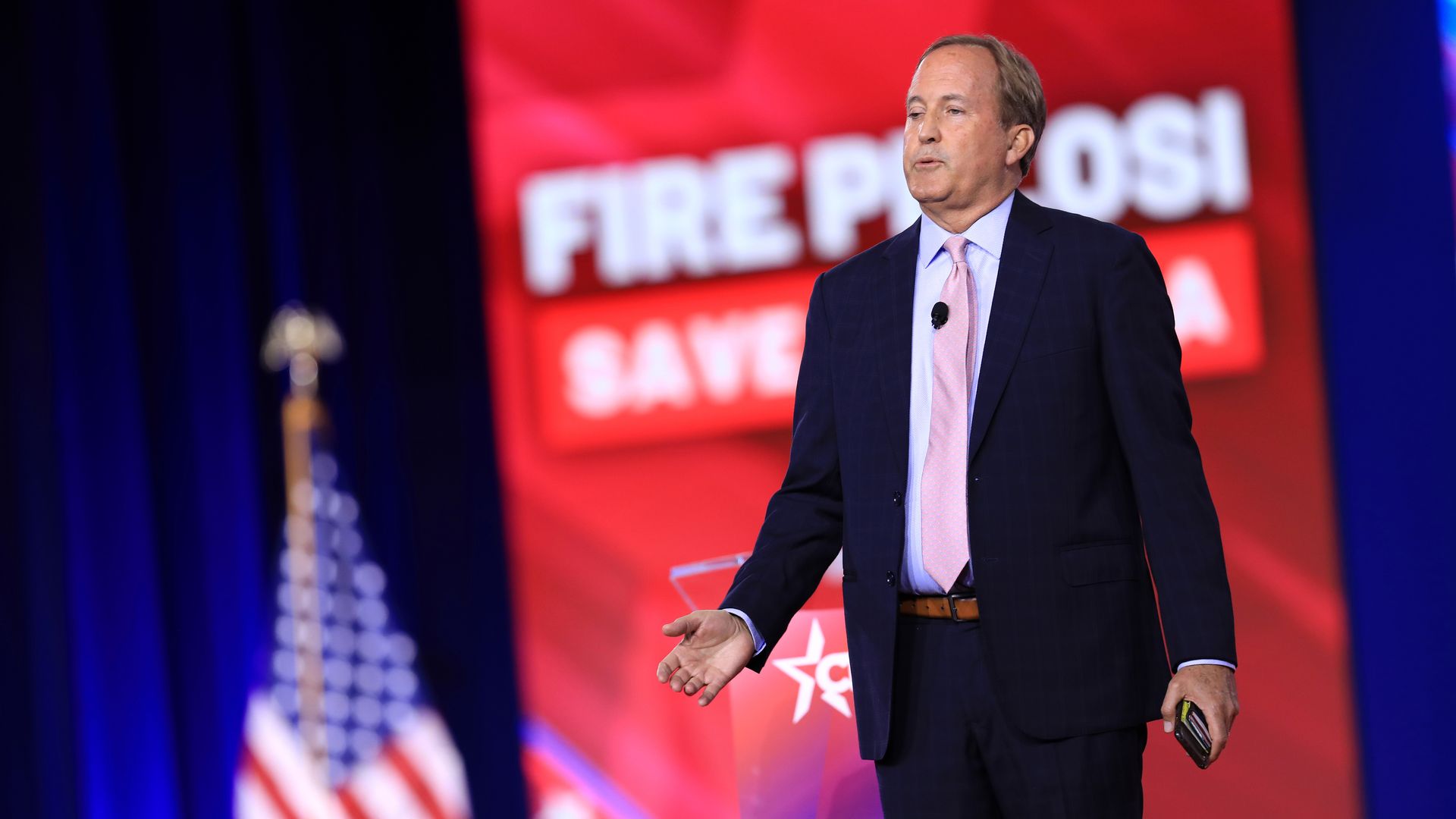 Ken Paxton, Texas attorney general, speaks during the Conservative Political Action Conference (CPAC) in Dallas, Texas, US, on Friday, Aug. 5, 2022