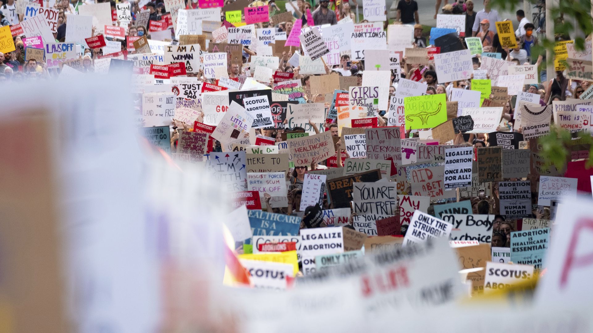 Protestors crowded