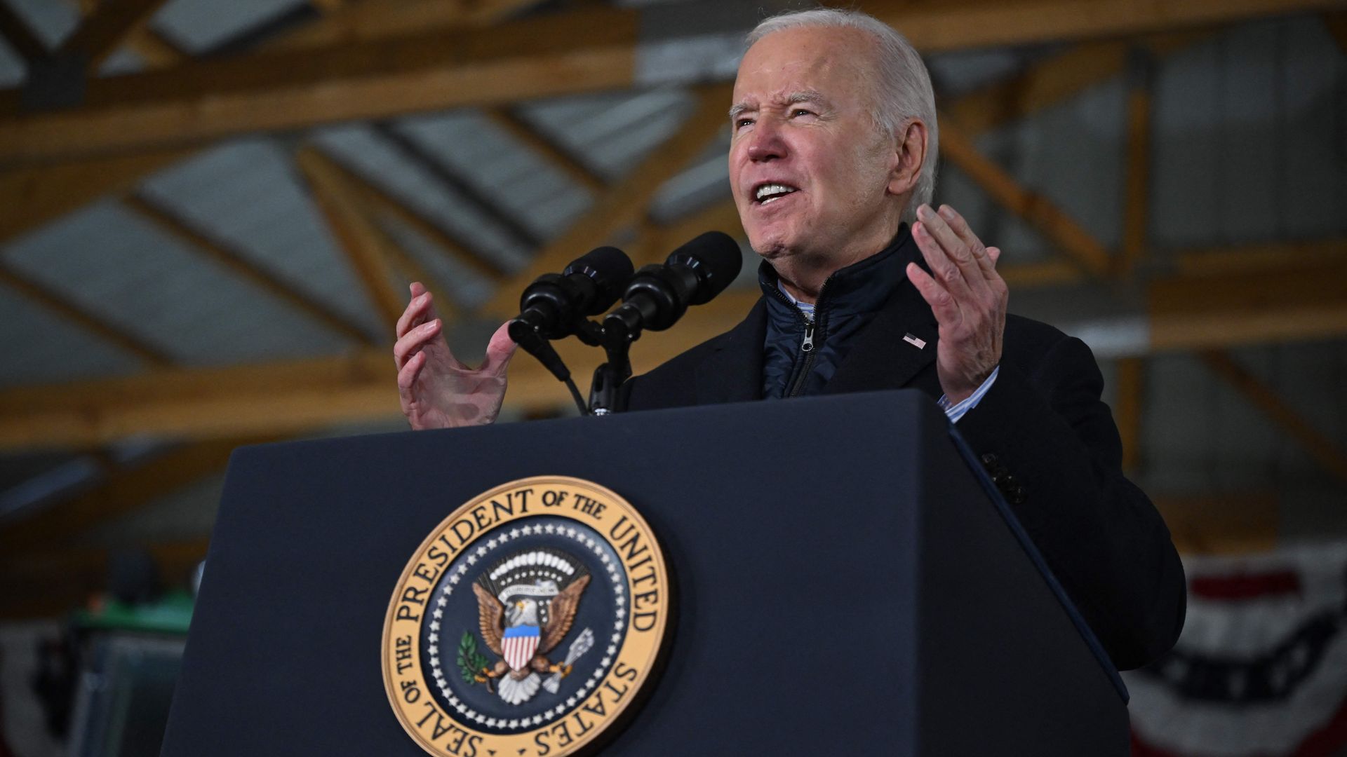 President Biden speaking in Northfield, Minnesota, on Nov. 1, 2023.