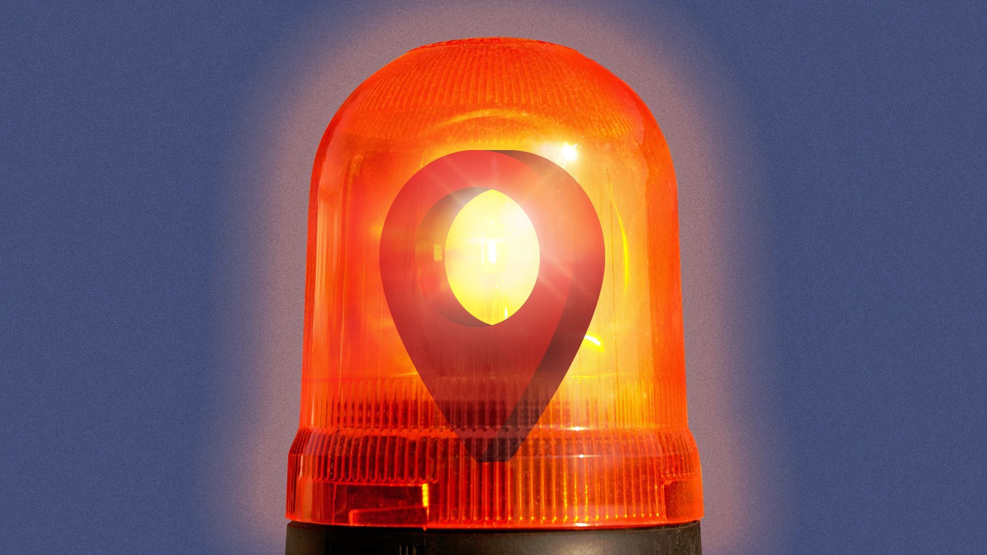 Illustration of a siren light with a location pin inside.