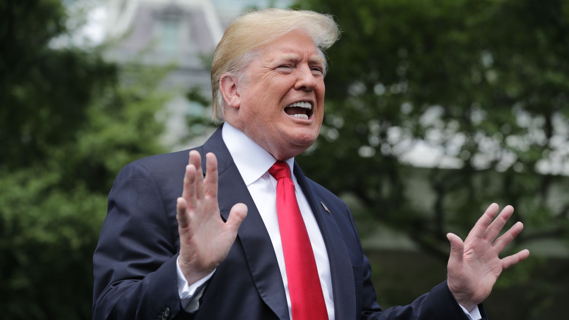 Trump speaks to reporters on the south lawn