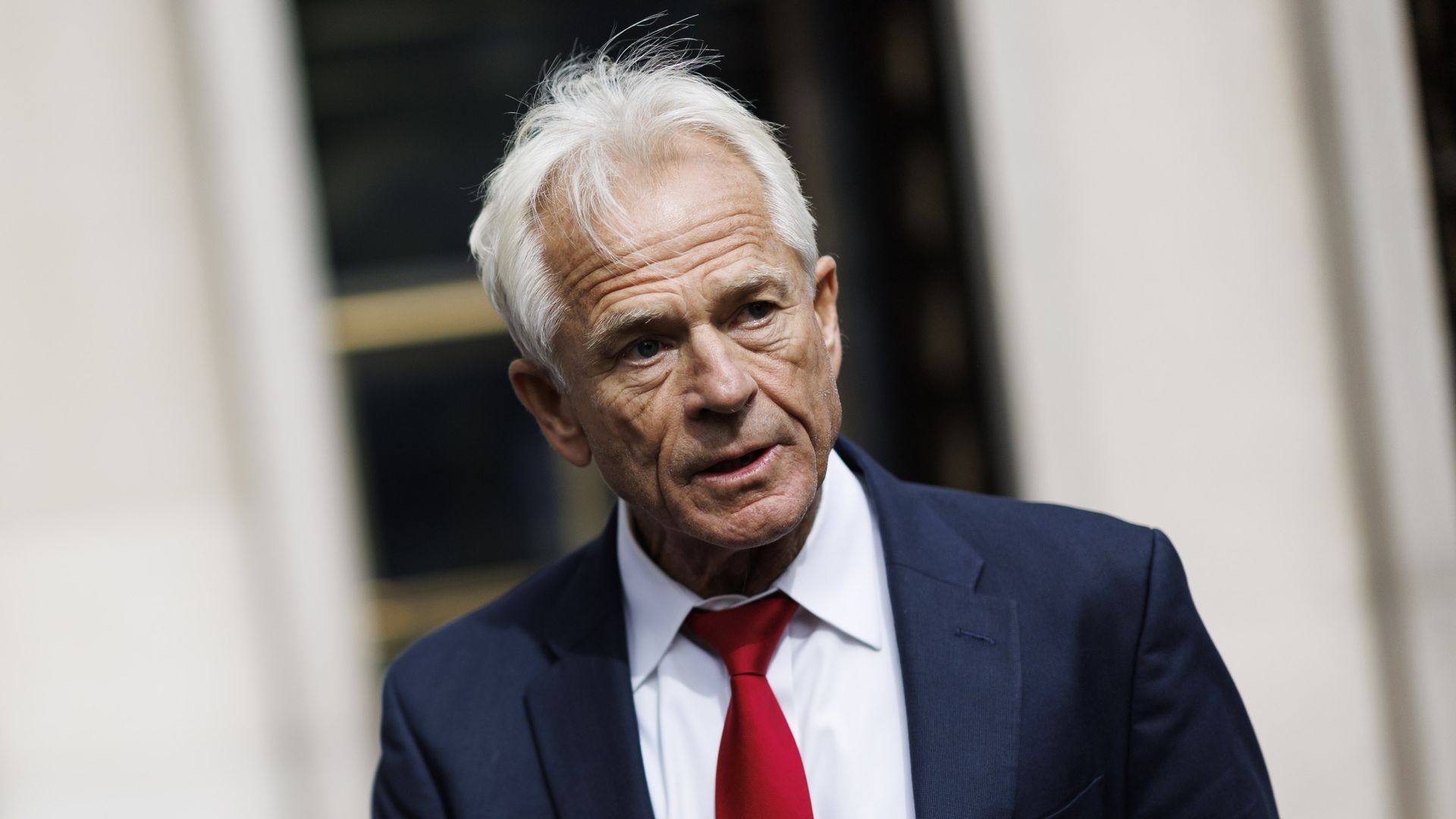 Peter Navarro, former White House trade adviser, speaks to members of the media after leaving federal court in Washington, D.C., US, on Friday, June 3.
