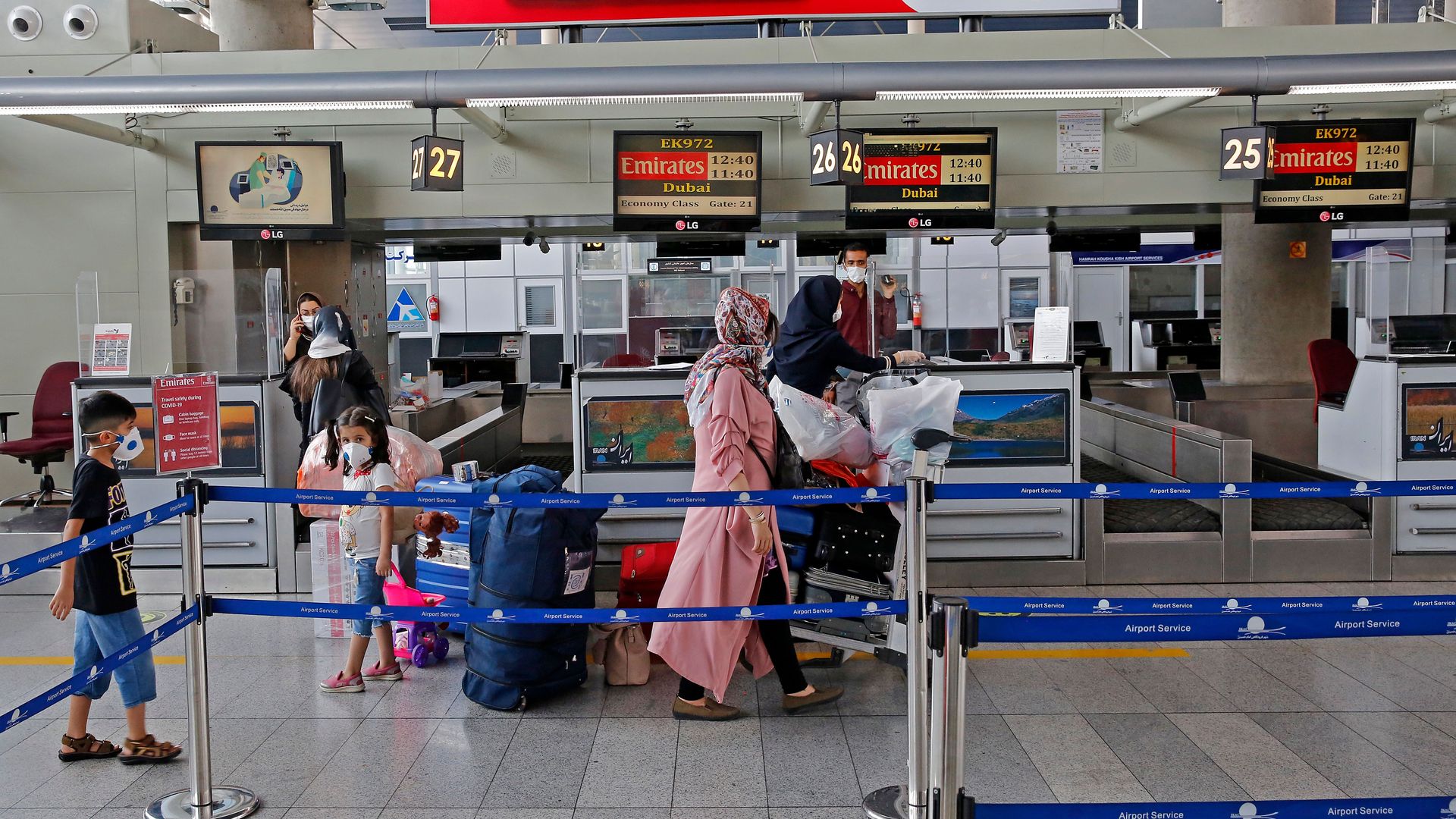 Picture of passengers in an Iranian airport