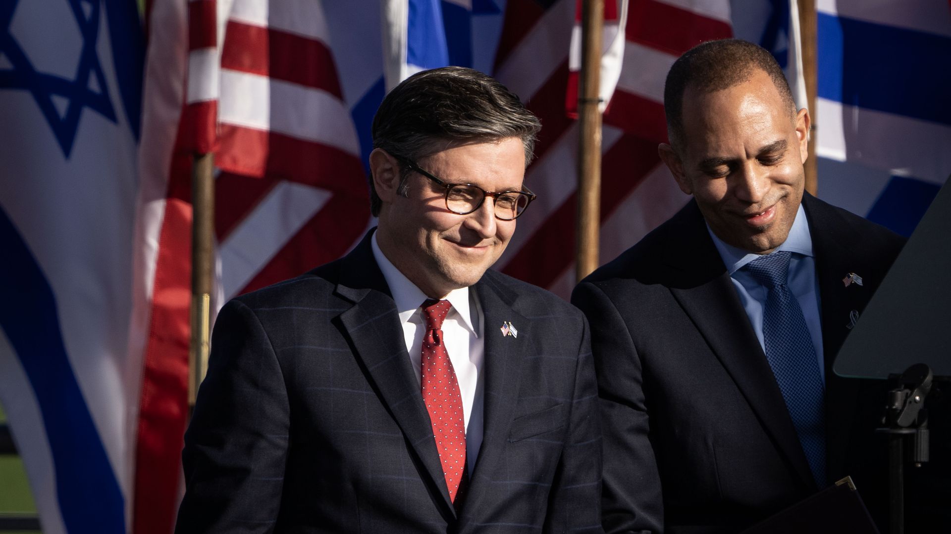 Mike Johnson and Hakeem Jeffries.