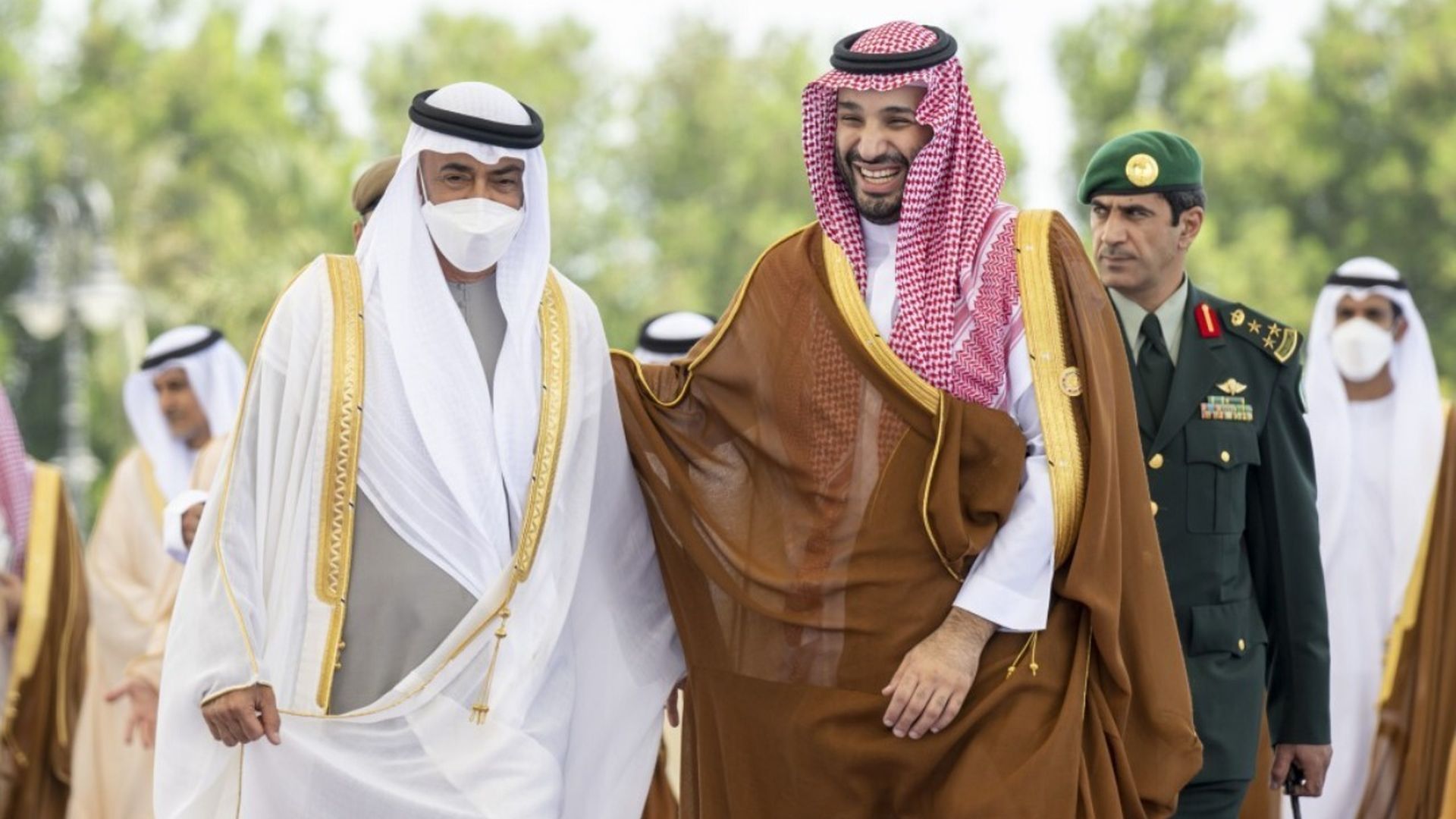 UAE's President Mohammed bin Zayed Al Nahyan meets Saudi Arabian Crown Prince Mohammed bin Salman  in Jeddah on July 16.