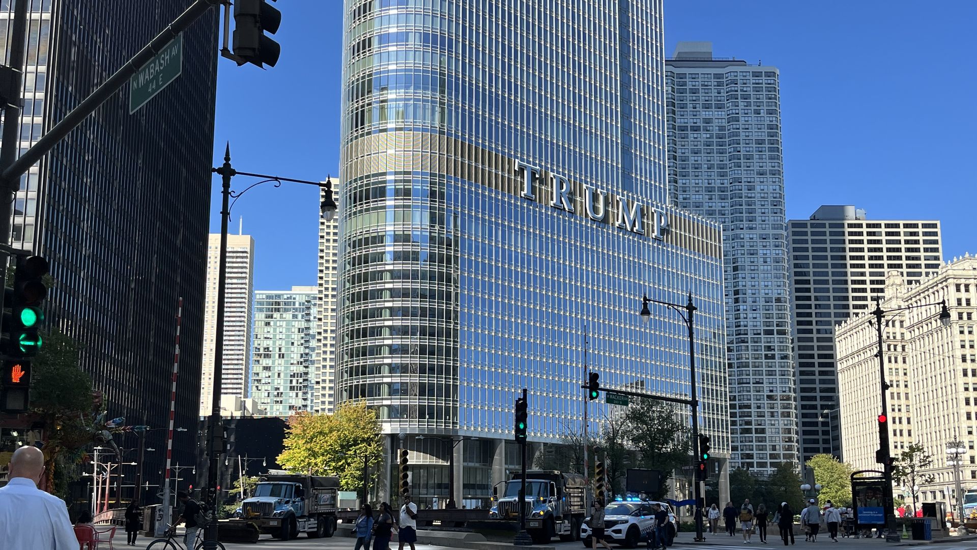 Trump tower building against blue sky